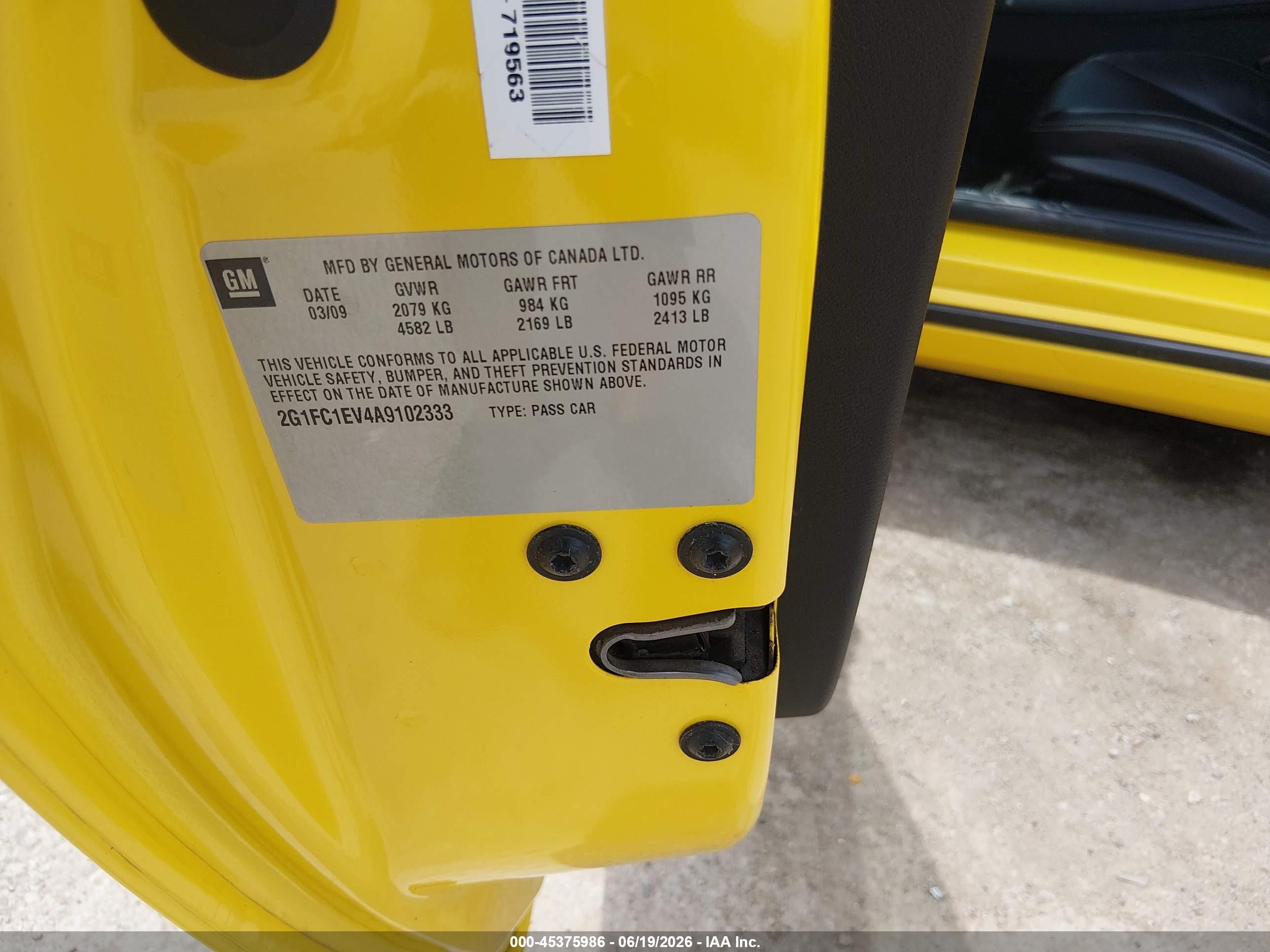 2010 Chevrolet Camaro 2lt Yellow vin: 2G1FC1EV4A9102333