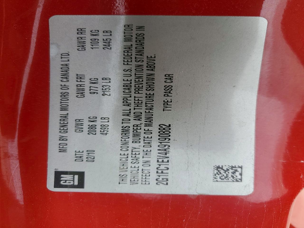 2010 Chevrolet Camaro Lt Red vin: 2G1FC1EV4A9190882