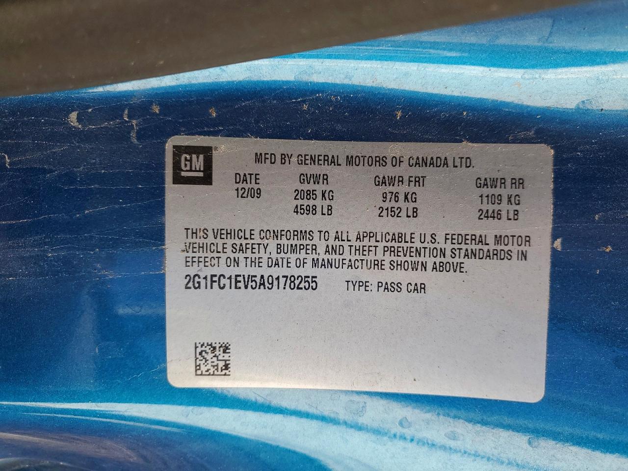 2010 Chevrolet Camaro Lt Blue vin: 2G1FC1EV5A9178255