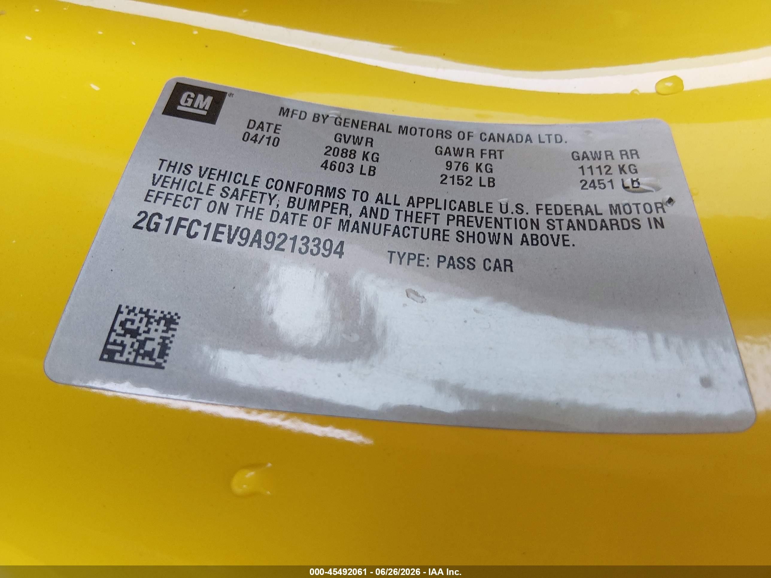 2010 Chevrolet Camaro 2lt Yellow vin: 2G1FC1EV9A9213394