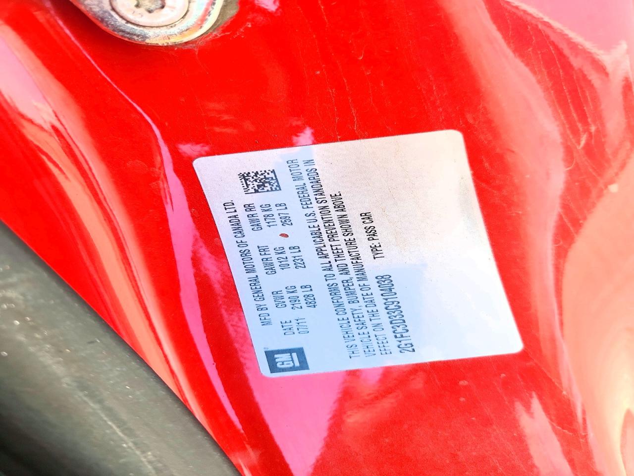 2012 Chevrolet Camaro Lt Red vin: 2G1FC3D33C9104038