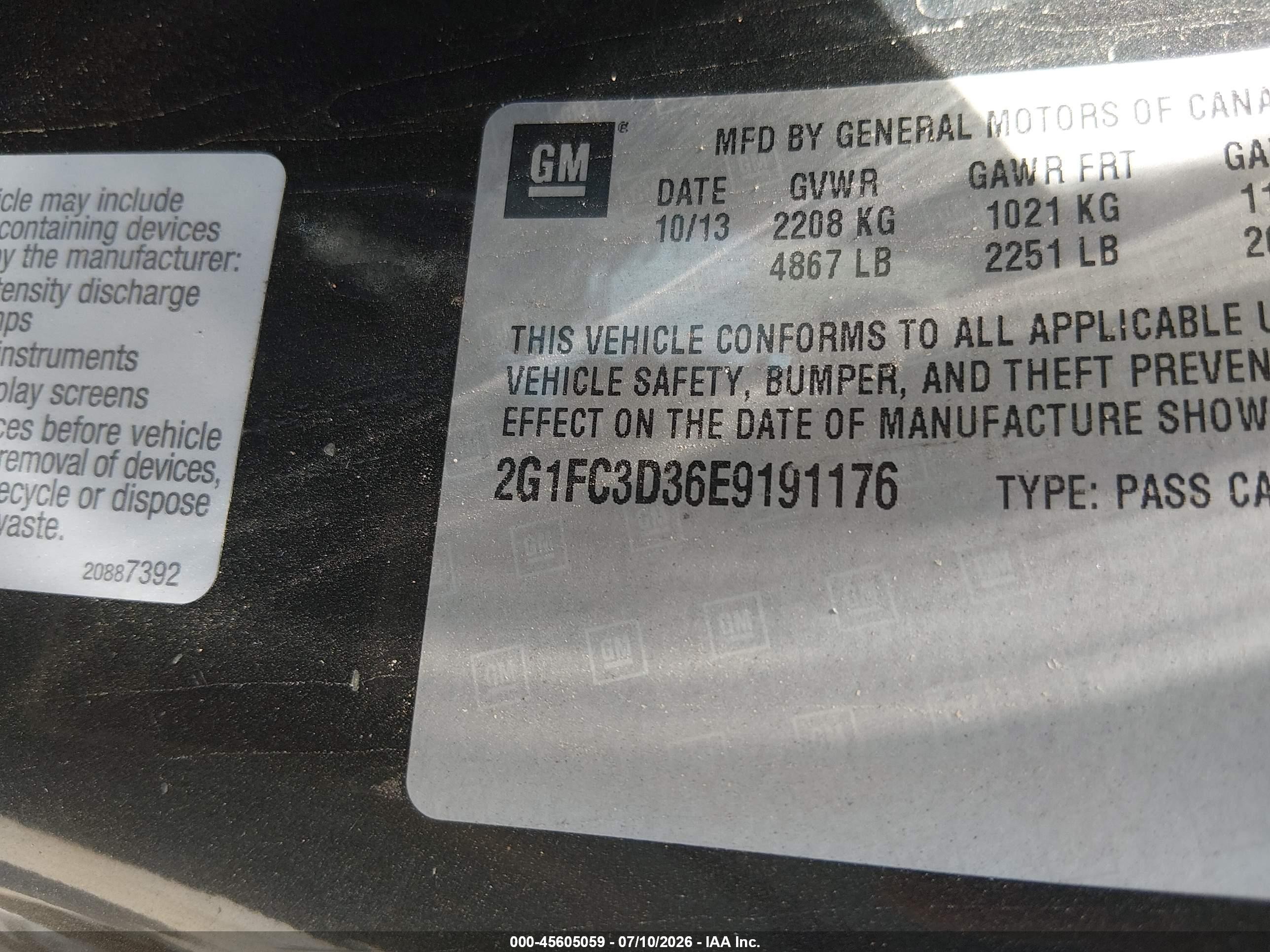 2014 Chevrolet Camaro 2lt Black vin: 2G1FC3D36E9191176