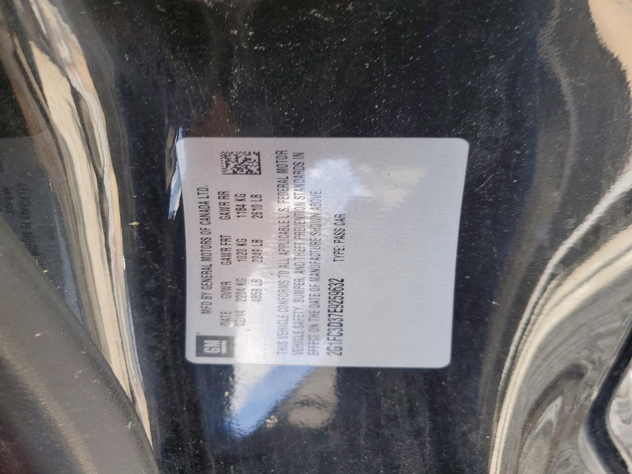 2014 Chevrolet Camaro Lt Черный vin: 2G1FC3D37E9259632