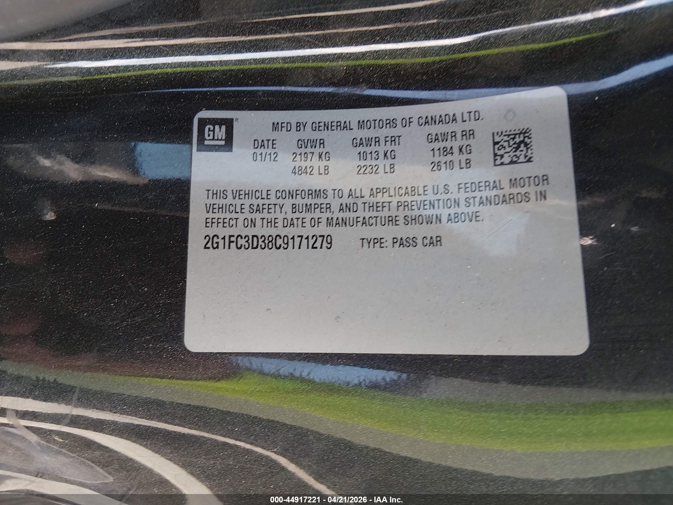 2012 Chevrolet Camaro 2lt Black vin: 2G1FC3D38C9171279