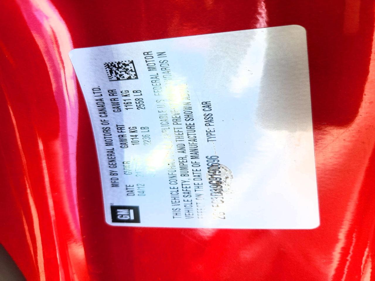 2012 Chevrolet Camaro Lt Red vin: 2G1FC3D39C9190696
