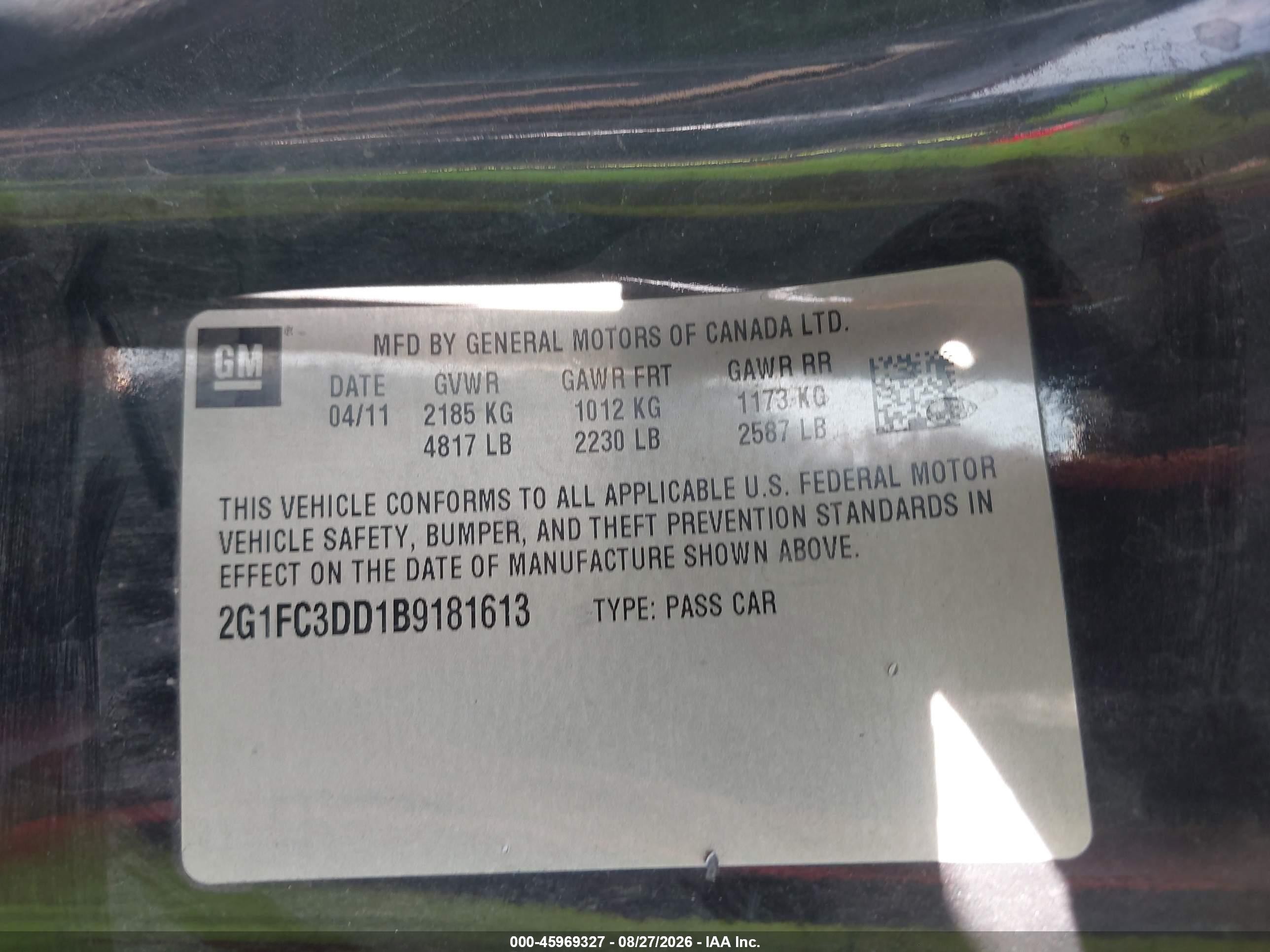 2011 Chevrolet Camaro 2lt Black vin: 2G1FC3DD1B9181613