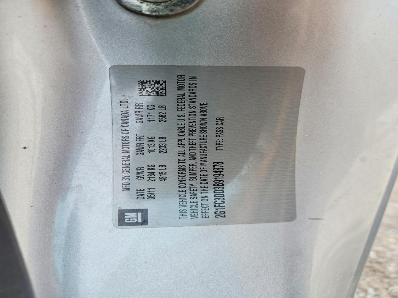 2011 Chevrolet Camaro Lt Серебряный vin: 2G1FC3DD3B9194878