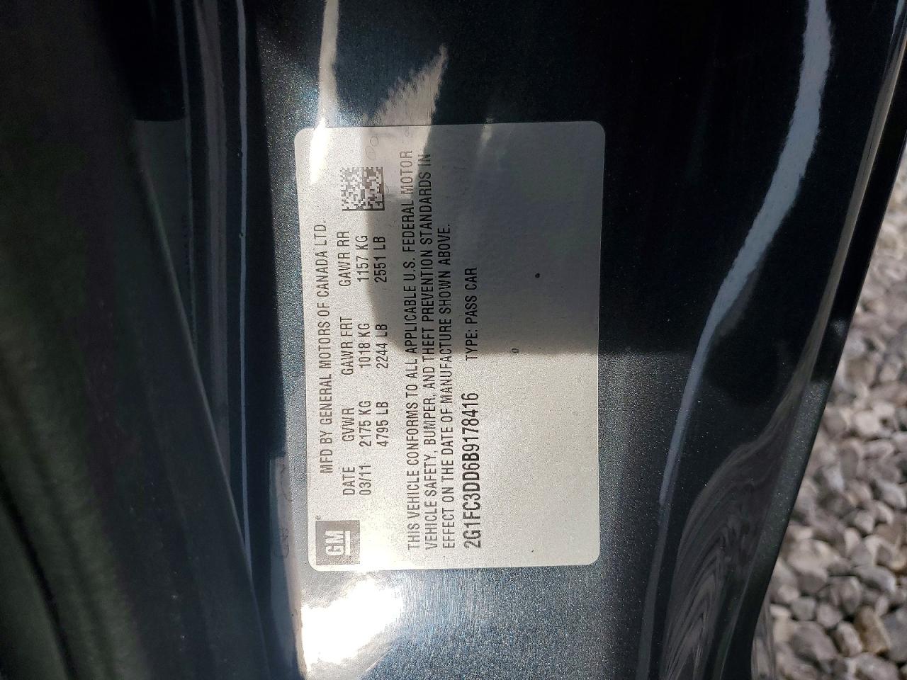 2011 Chevrolet Camaro Lt Gray vin: 2G1FC3DD6B9178416