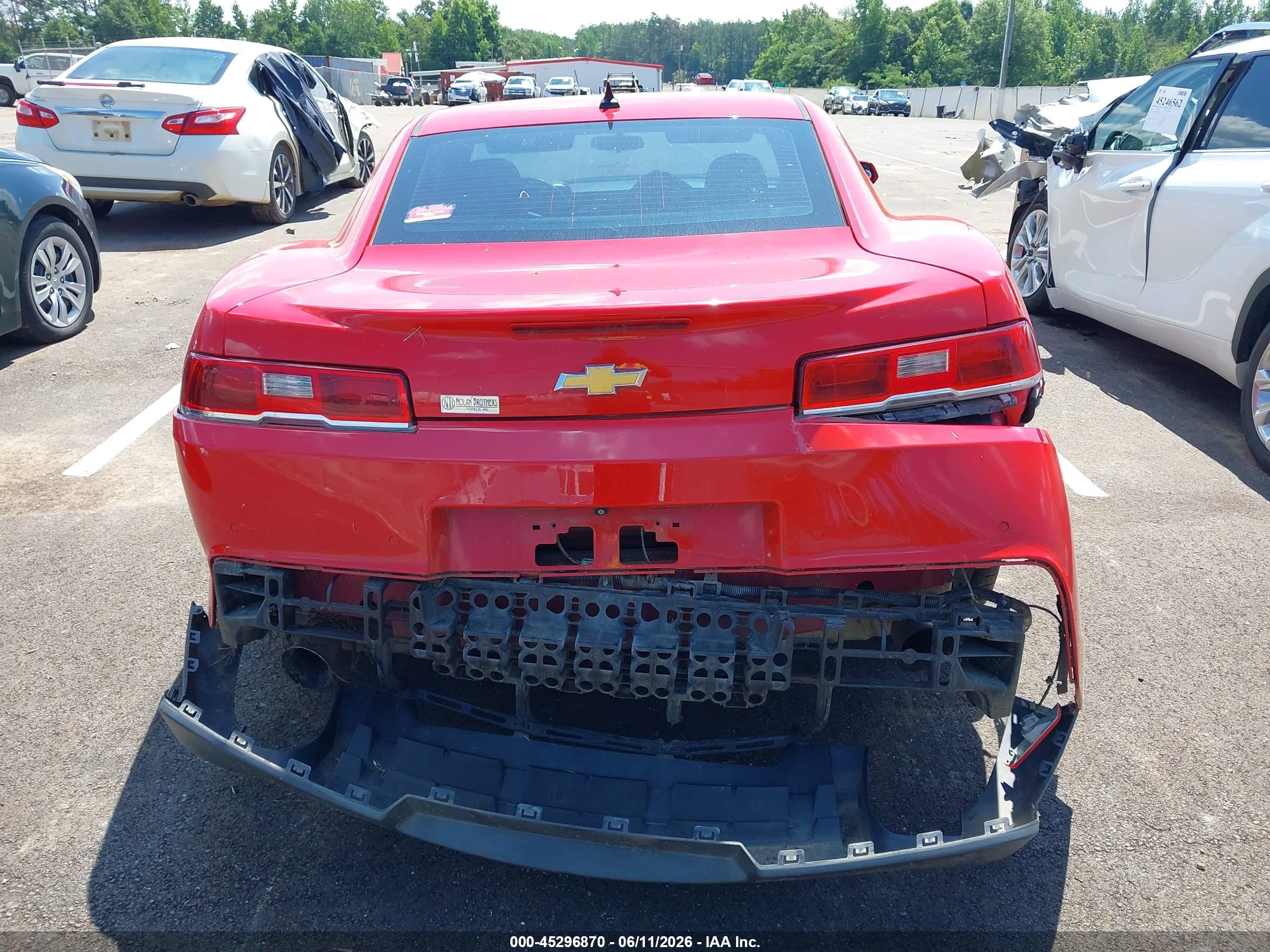 2015 Chevrolet Camaro 1lt Red vin: 2G1FD1E30F9304119