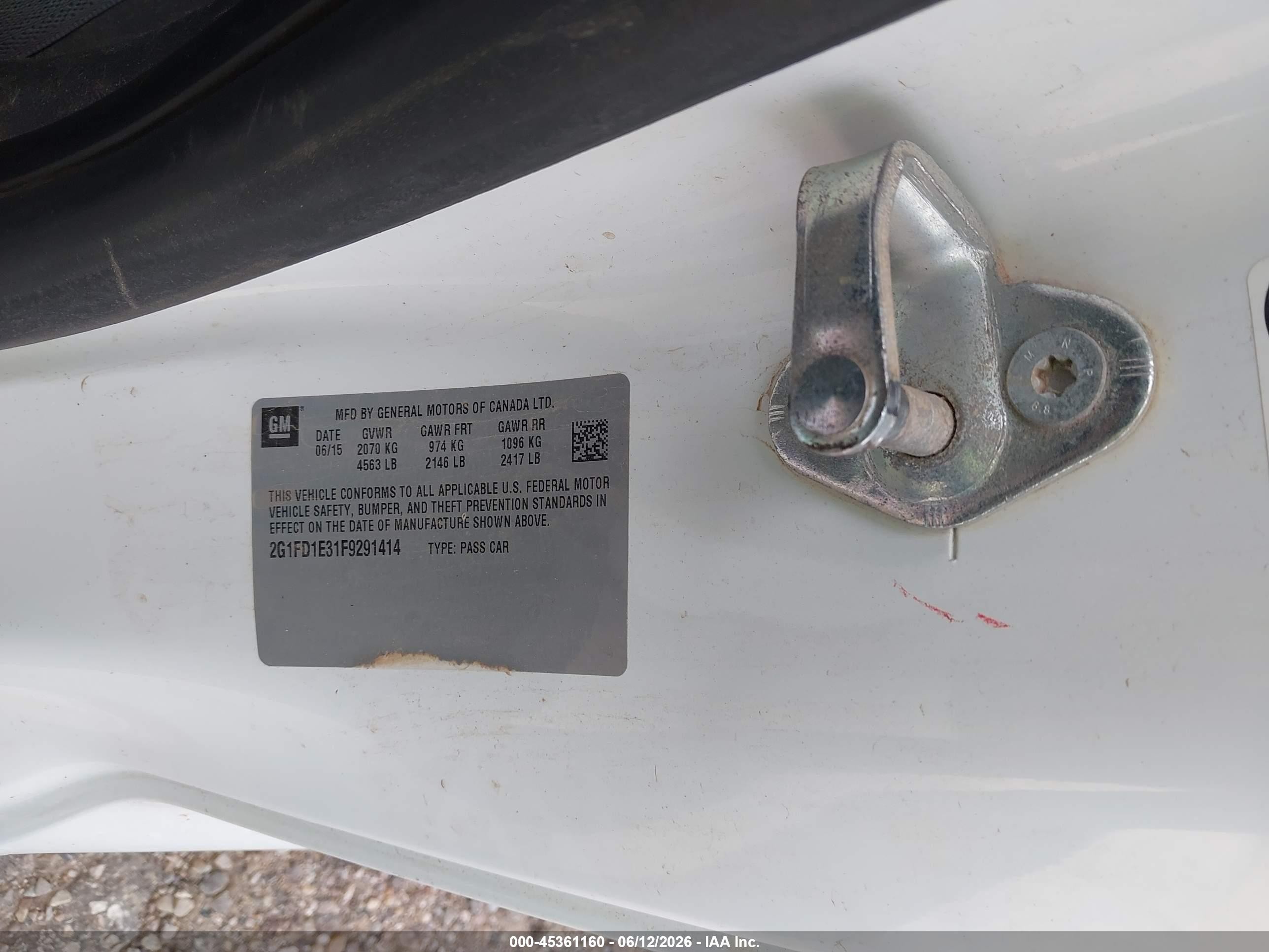 2015 Chevrolet Camaro 1lt White vin: 2G1FD1E31F9291414
