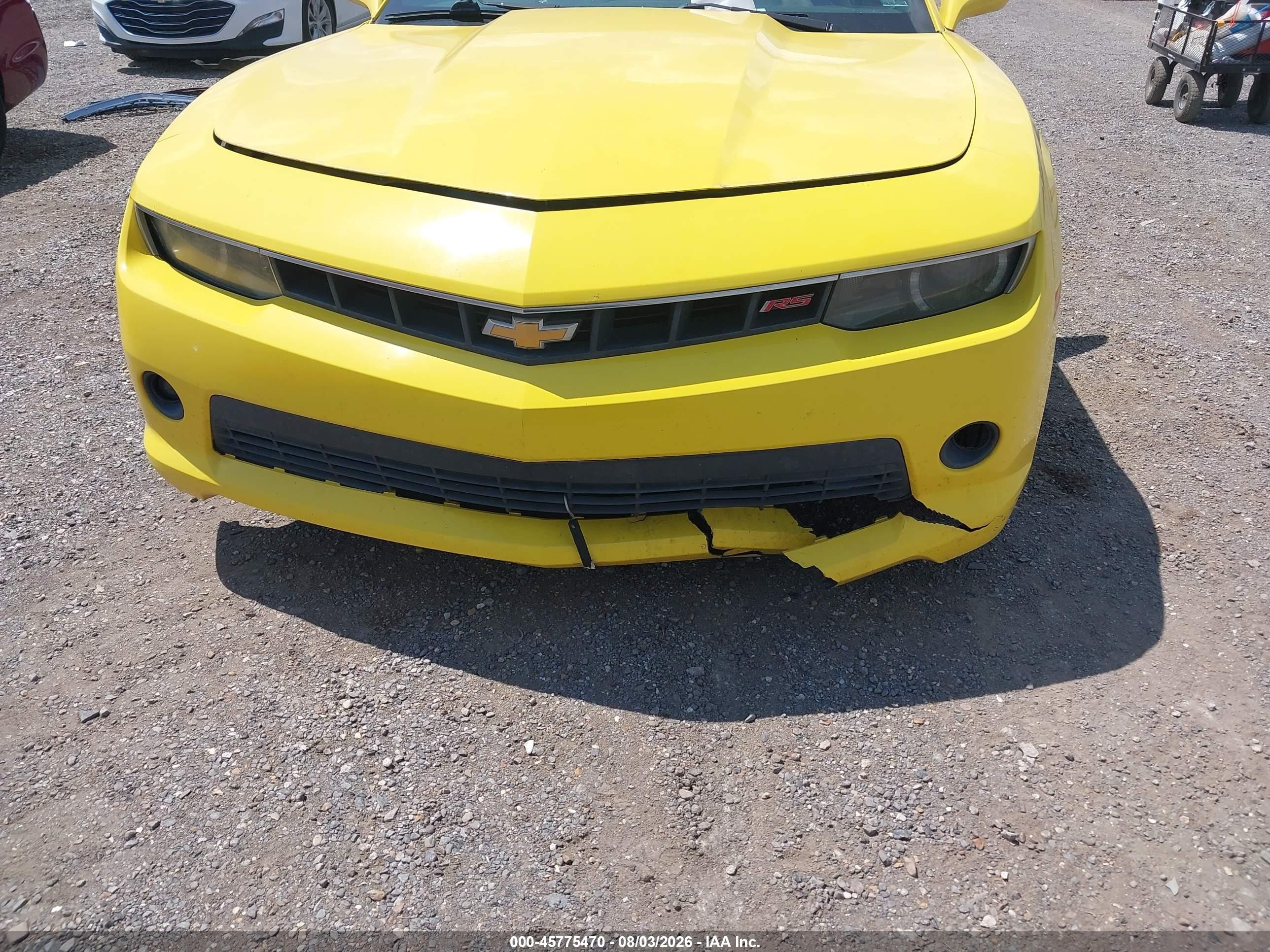 2015 Chevrolet Camaro 1lt Yellow vin: 2G1FD1E32F9312075