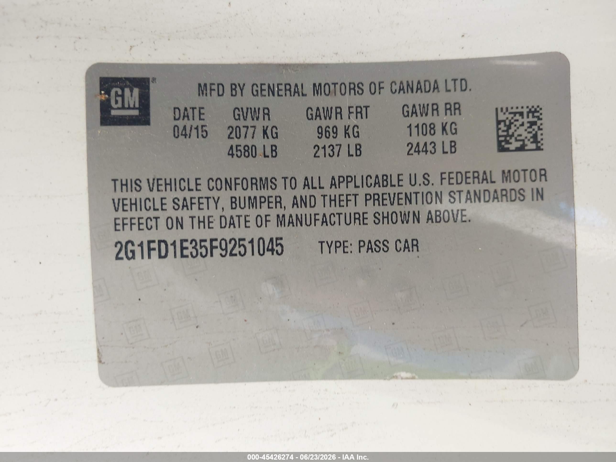 2015 Chevrolet Camaro 1lt White vin: 2G1FD1E35F9251045