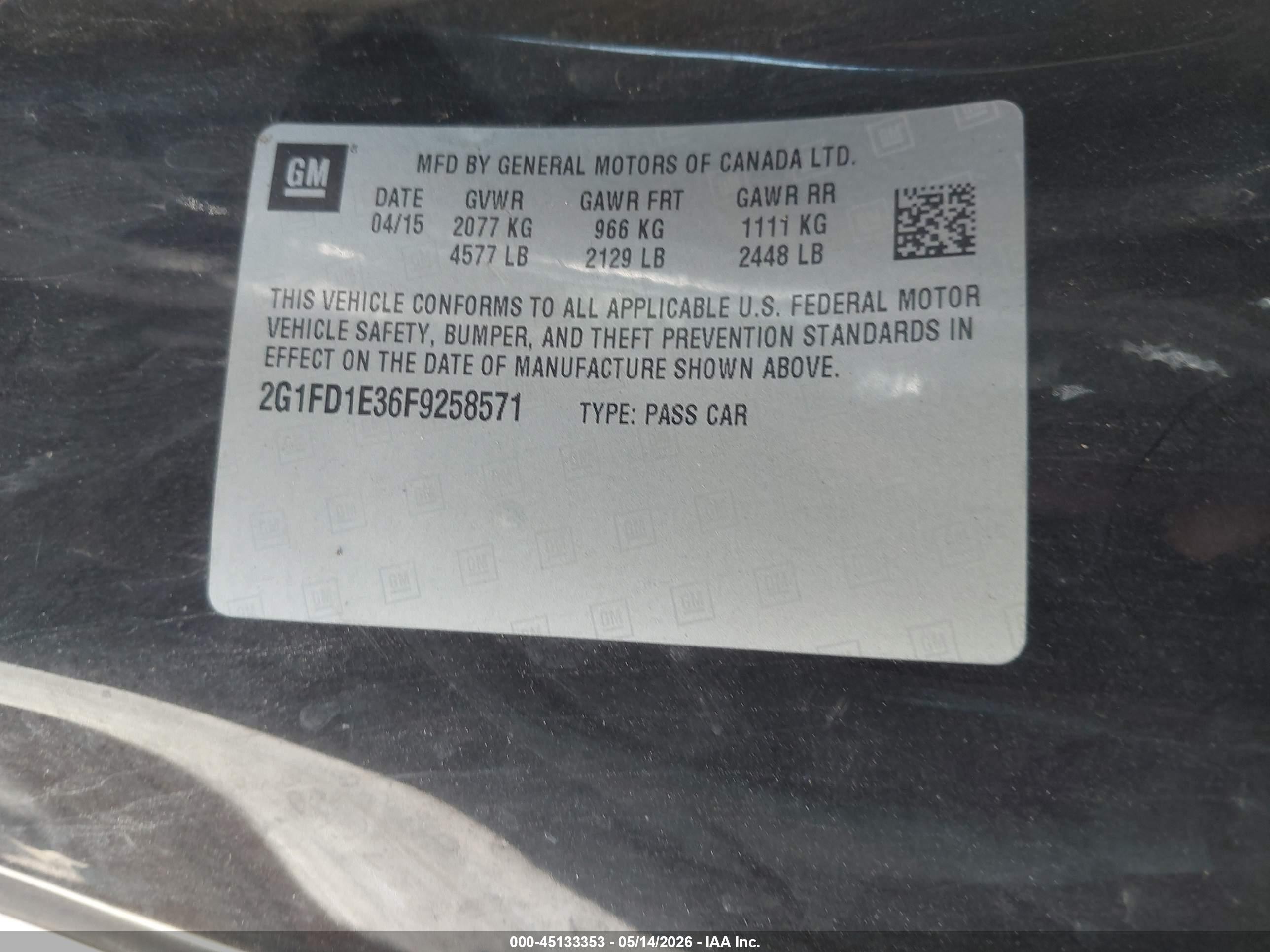 2015 Chevrolet Camaro 1lt Black vin: 2G1FD1E36F9258571