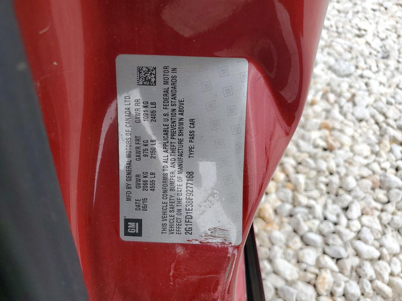 2015 Chevrolet Camaro Lt Red vin: 2G1FD1E38F9277168