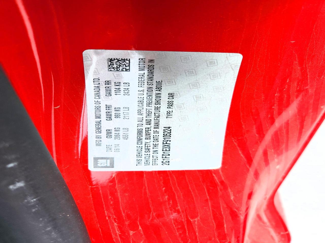 2015 Chevrolet Camaro Lt Red vin: 2G1FD1E3XF9105224