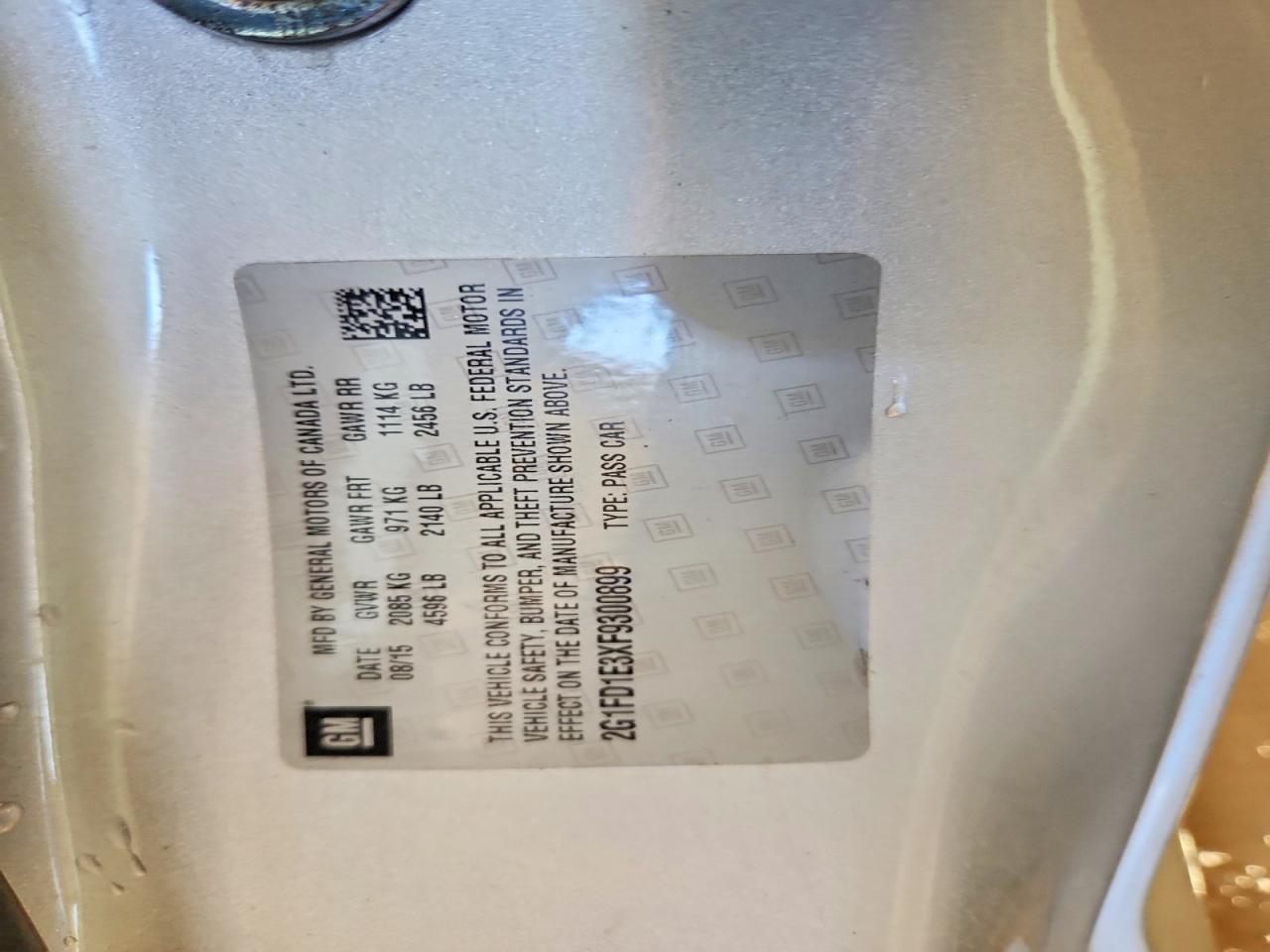 2015 Chevrolet Camaro Lt Silver vin: 2G1FD1E3XF9300899