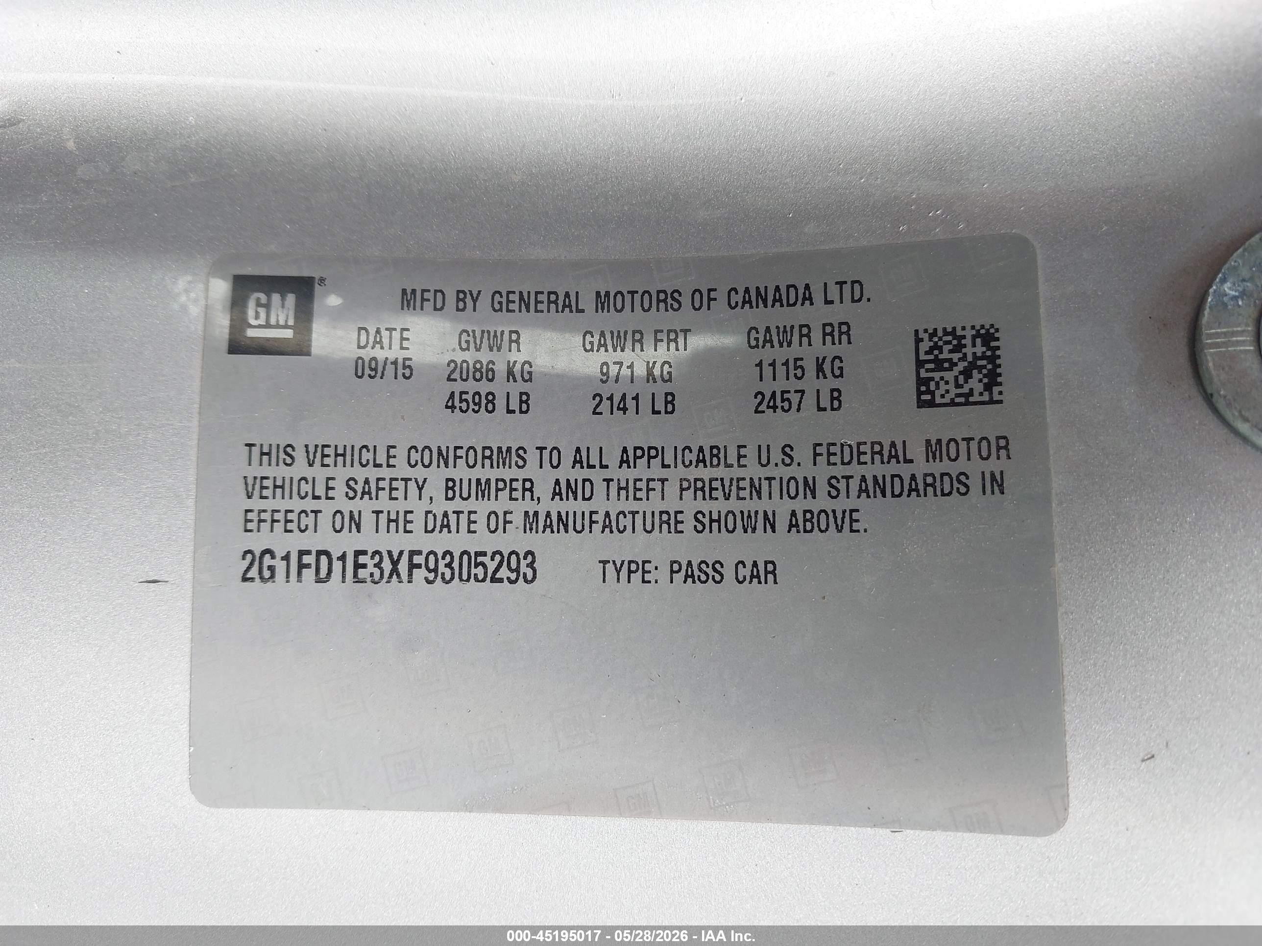 2015 Chevrolet Camaro 1lt Silver vin: 2G1FD1E3XF9305293