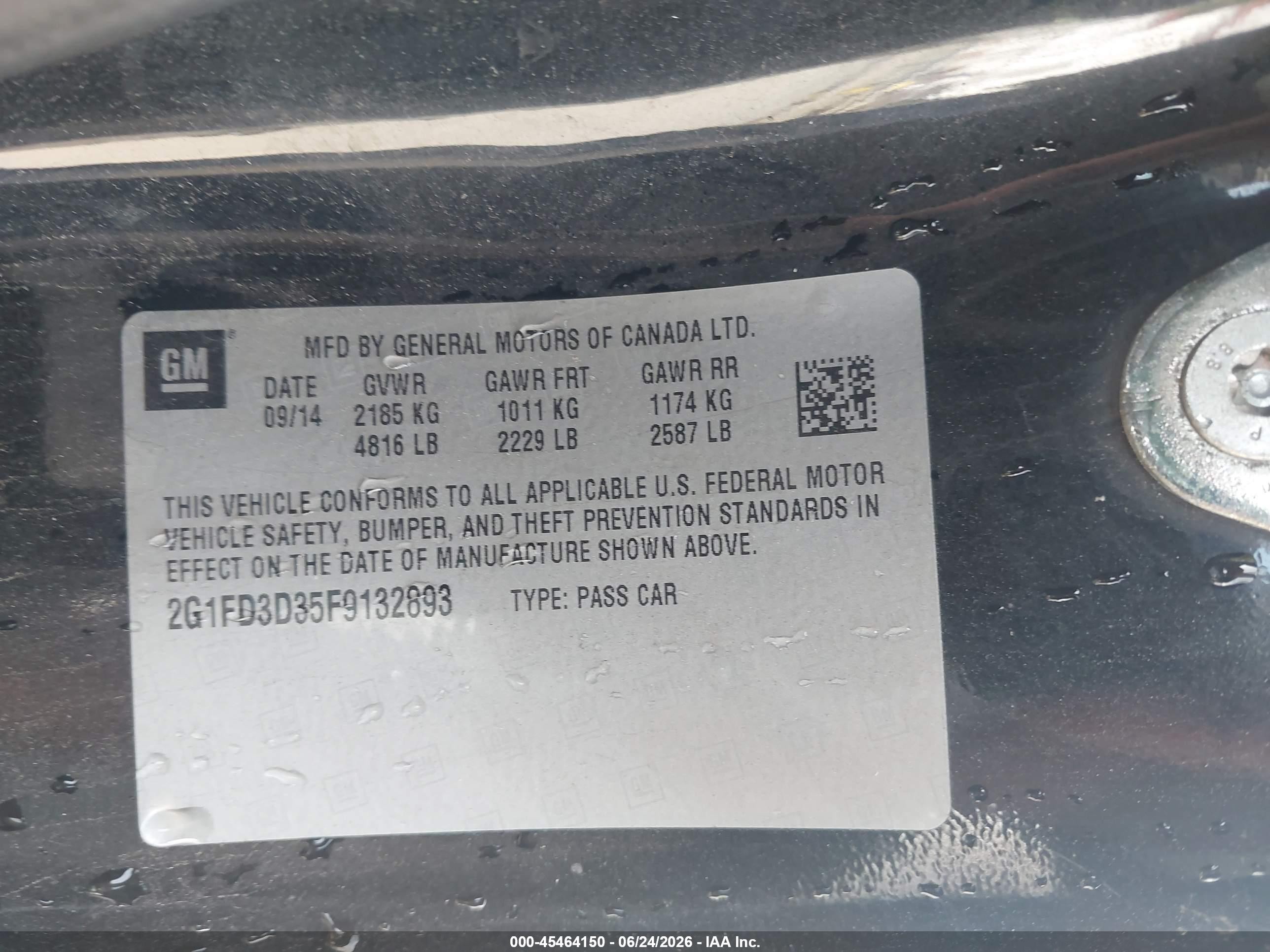 2015 Chevrolet Camaro 1lt Gray vin: 2G1FD3D35F9132893