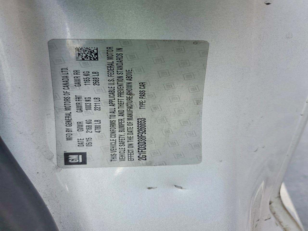 2015 Chevrolet Camaro Lt Silver vin: 2G1FD3D38F9266653