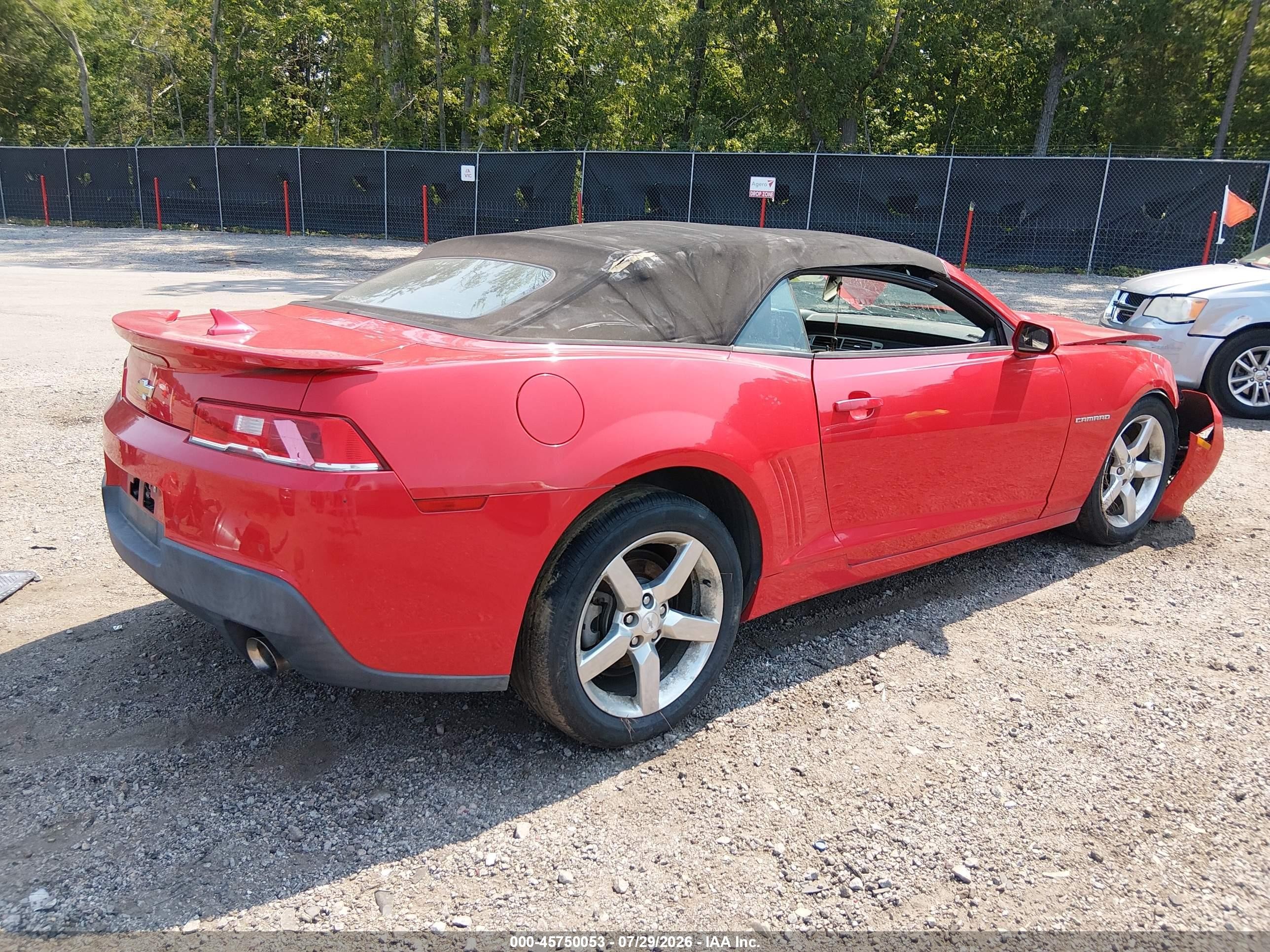 2015 Chevrolet Camaro 1lt Red vin: 2G1FD3D39F9143895
