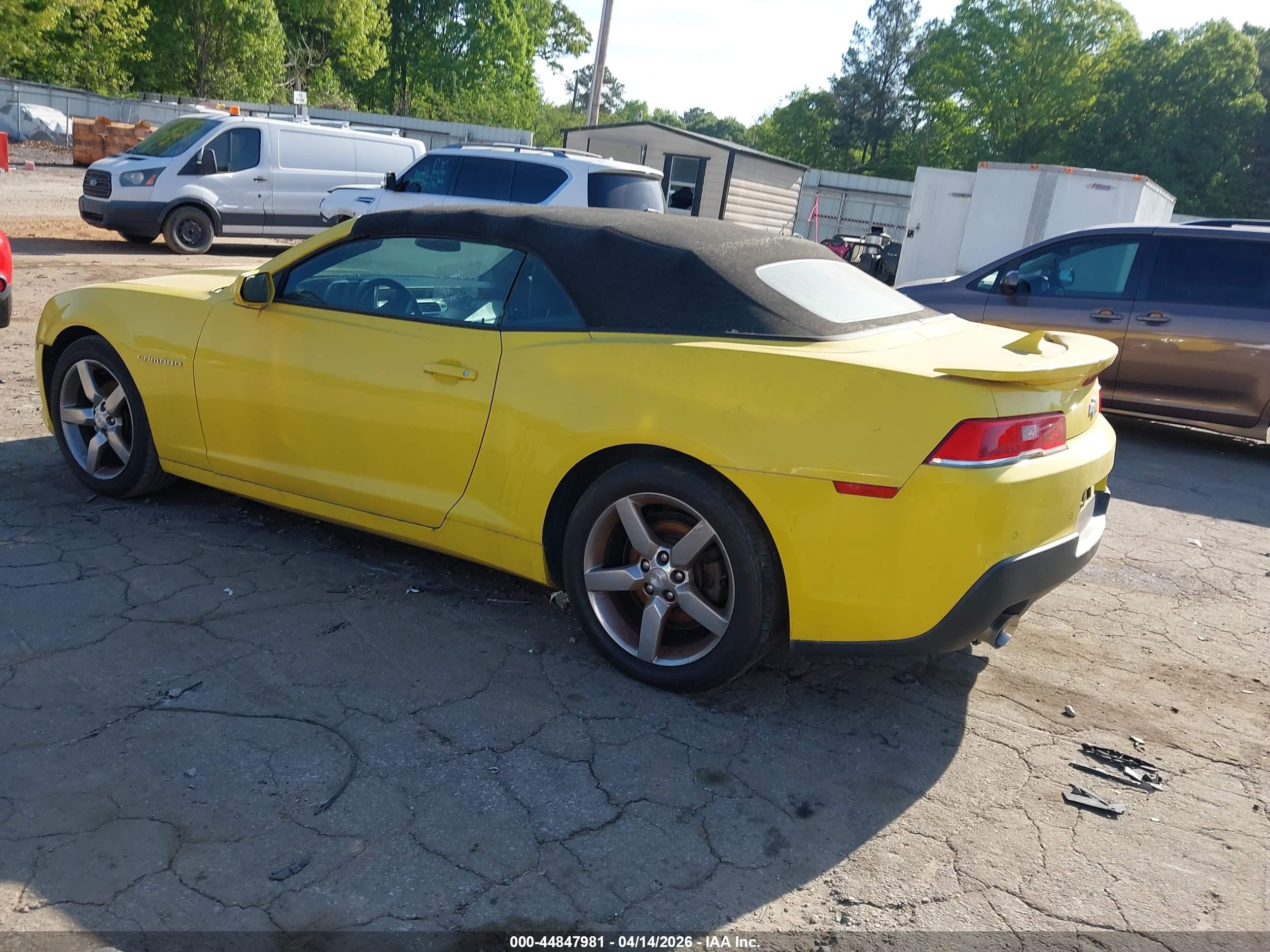 2015 Chevrolet Camaro 1lt Yellow vin: 2G1FD3D3XF9288184