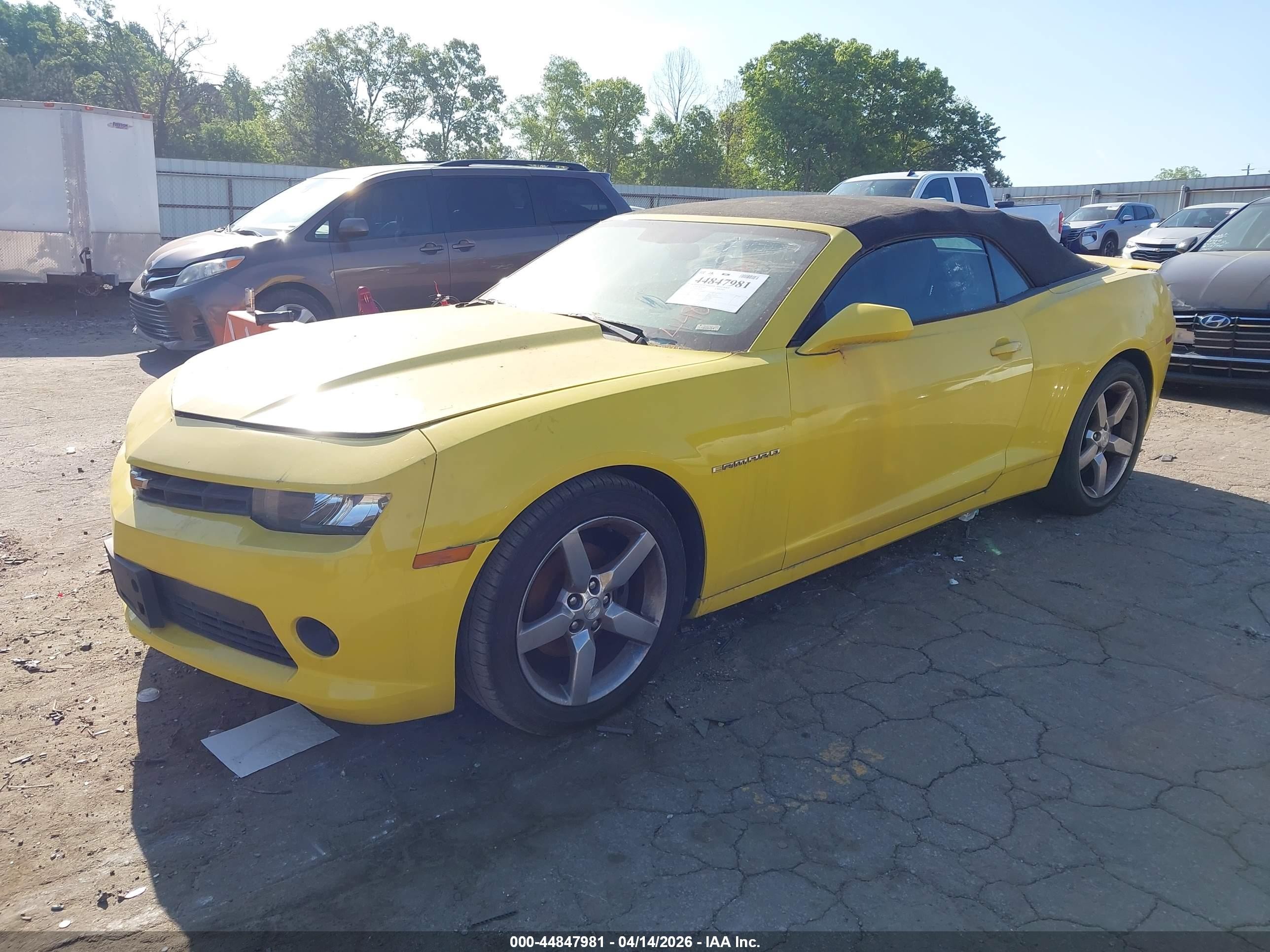 2015 Chevrolet Camaro 1lt Yellow vin: 2G1FD3D3XF9288184