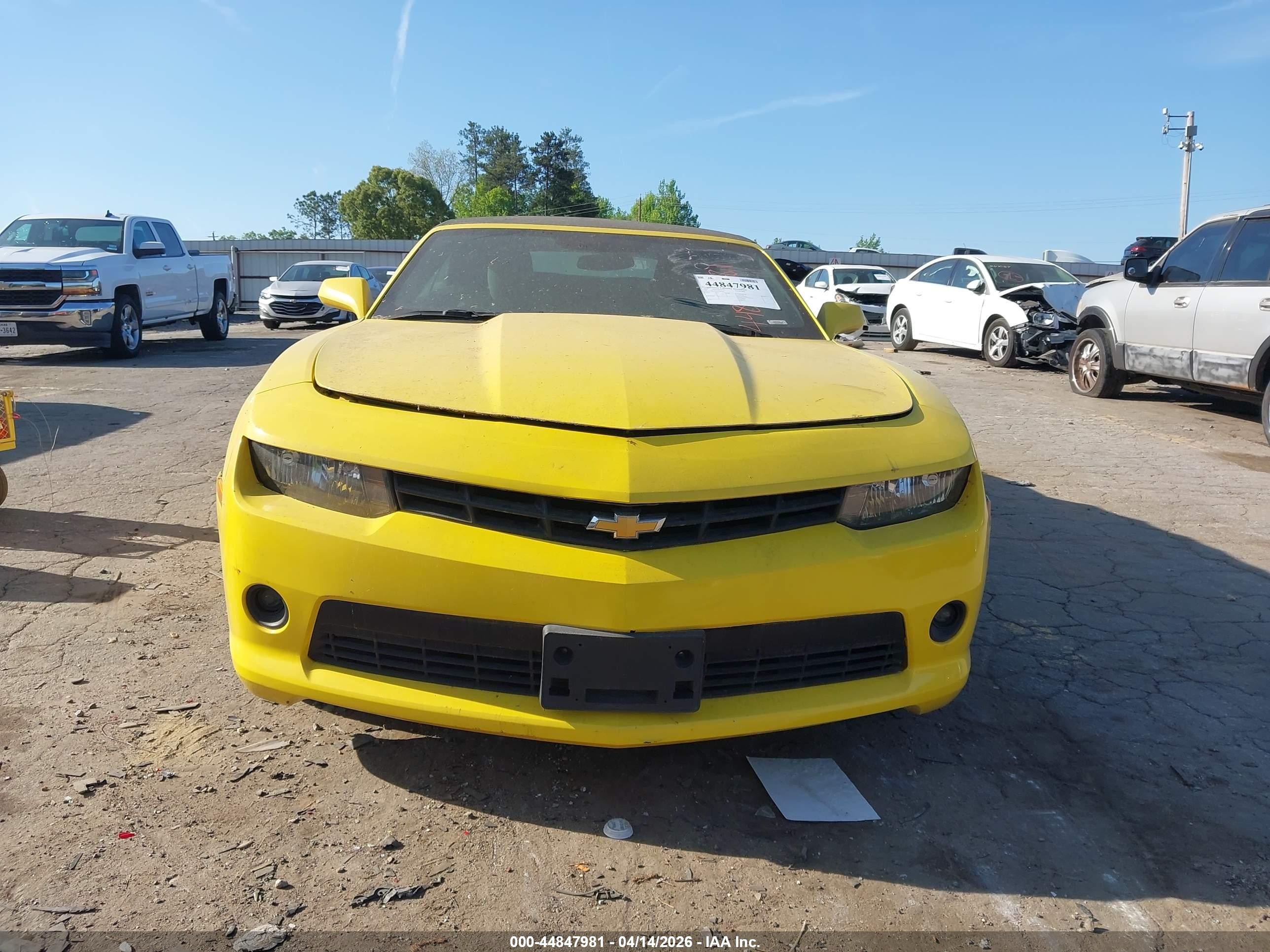 2015 Chevrolet Camaro 1lt Yellow vin: 2G1FD3D3XF9288184