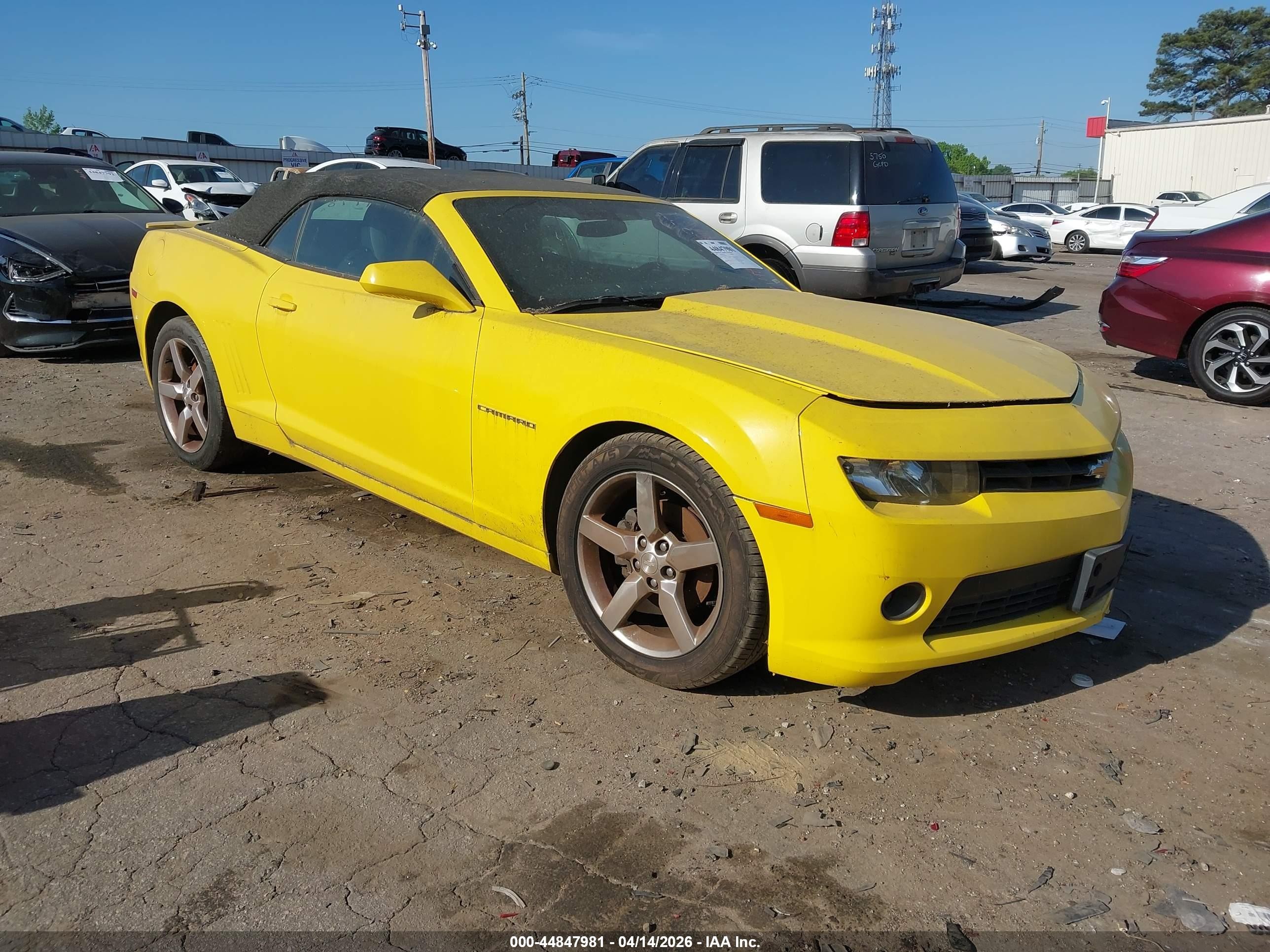2015 Chevrolet Camaro 1lt Yellow vin: 2G1FD3D3XF9288184