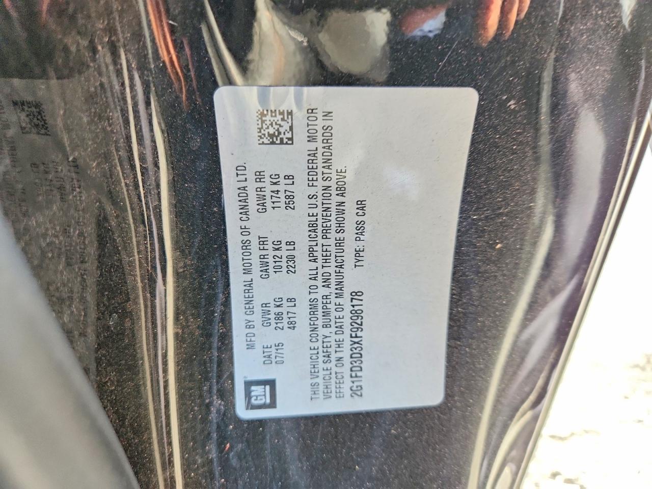 2015 Chevrolet Camaro Lt Black vin: 2G1FD3D3XF9298178