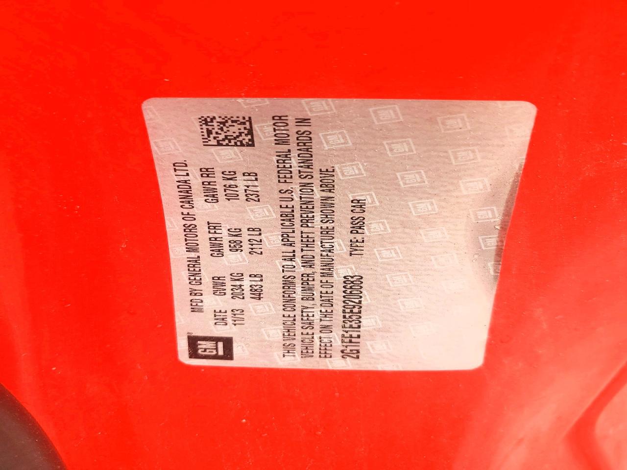 2014 Chevrolet Camaro Ls Red vin: 2G1FE1E35E9206683