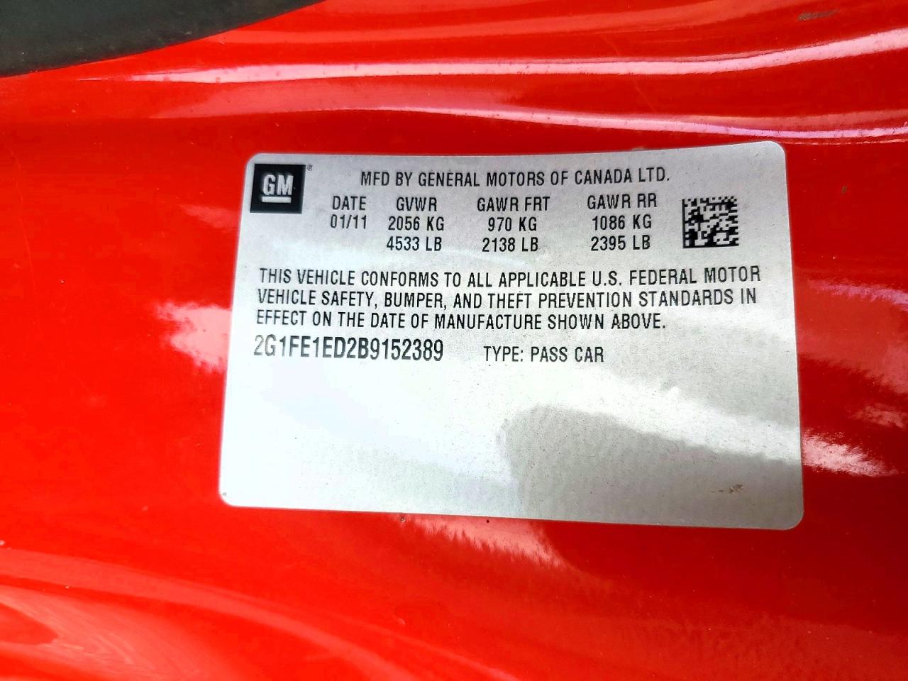 2011 Chevrolet Camaro Ls Red vin: 2G1FE1ED2B9152389