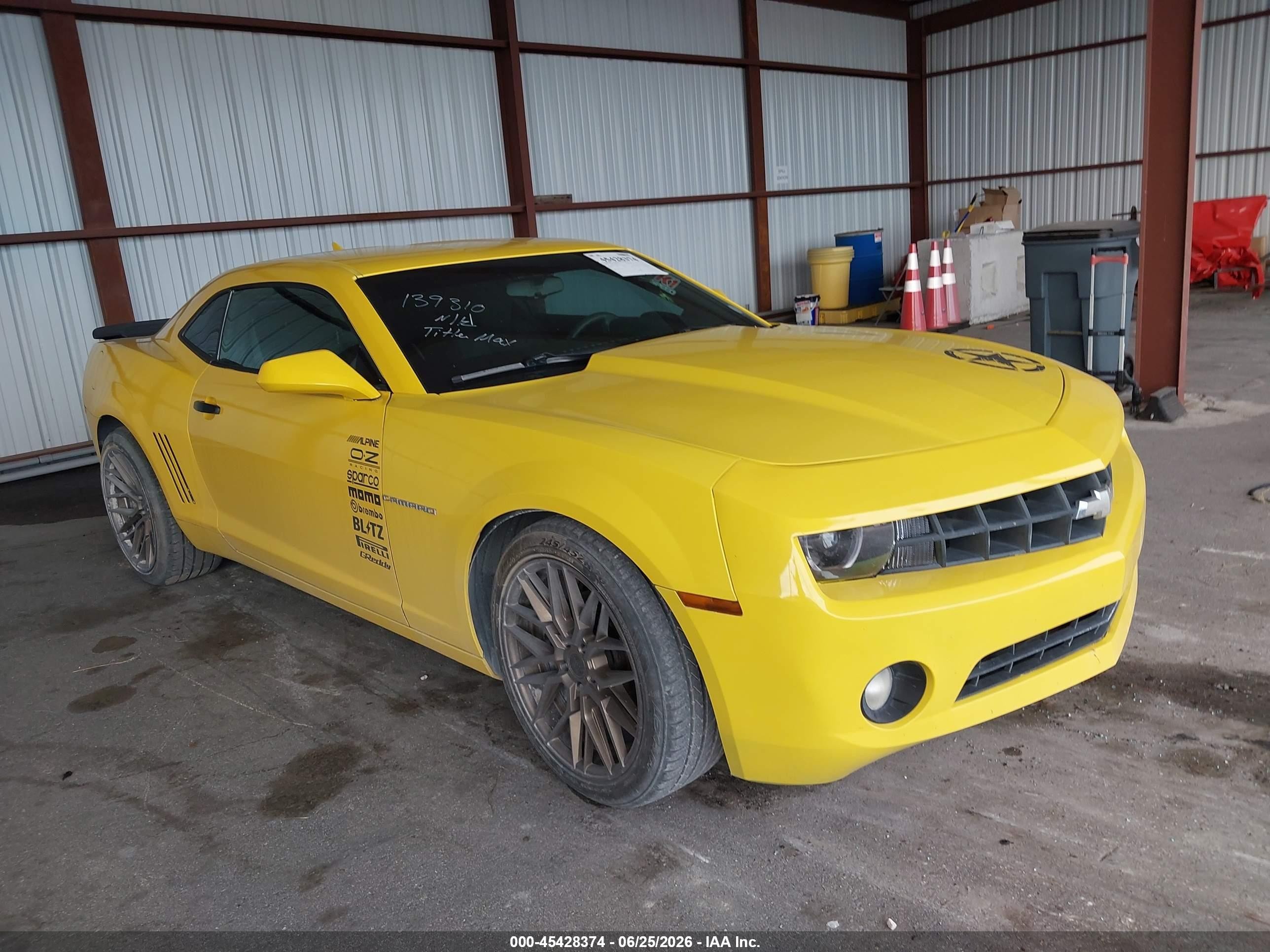 2012 Chevrolet Camaro 1lt Yellow vin: 2G1FF1E30C9139310