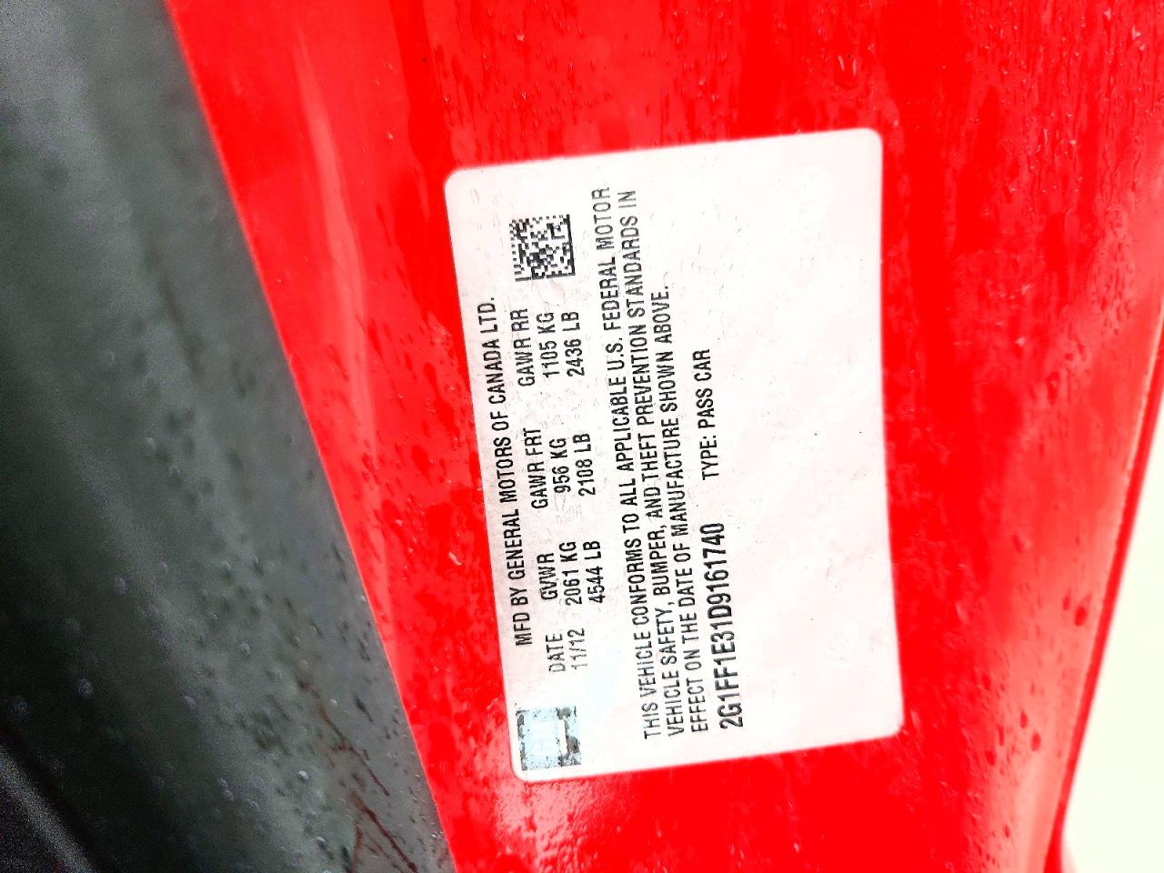 2013 Chevrolet Camaro Lt Red vin: 2G1FF1E31D9161740