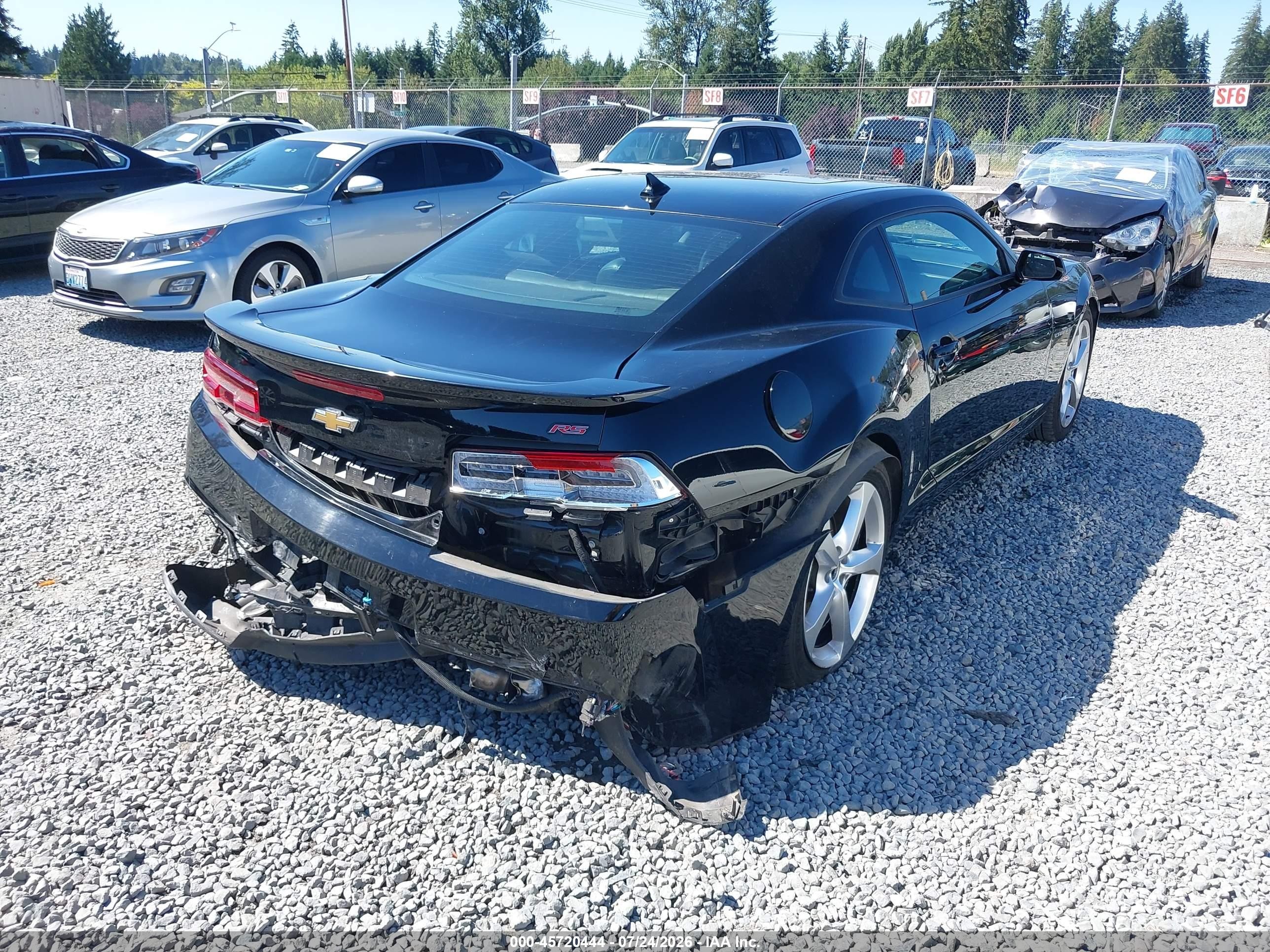 2015 Chevrolet Camaro 2lt Black vin: 2G1FF1E33F9190076