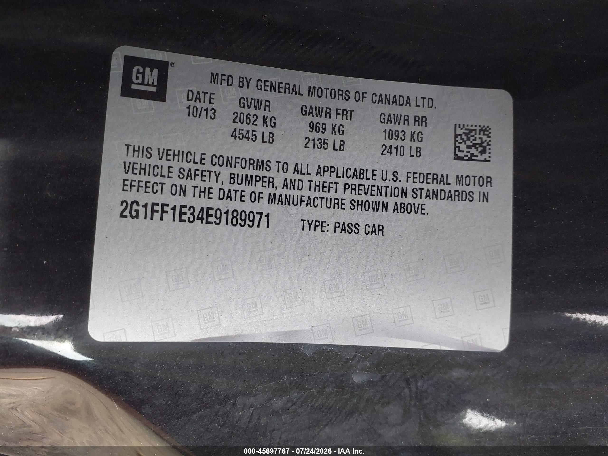 2014 Chevrolet Camaro 1lt Черный vin: 2G1FF1E34E9189971