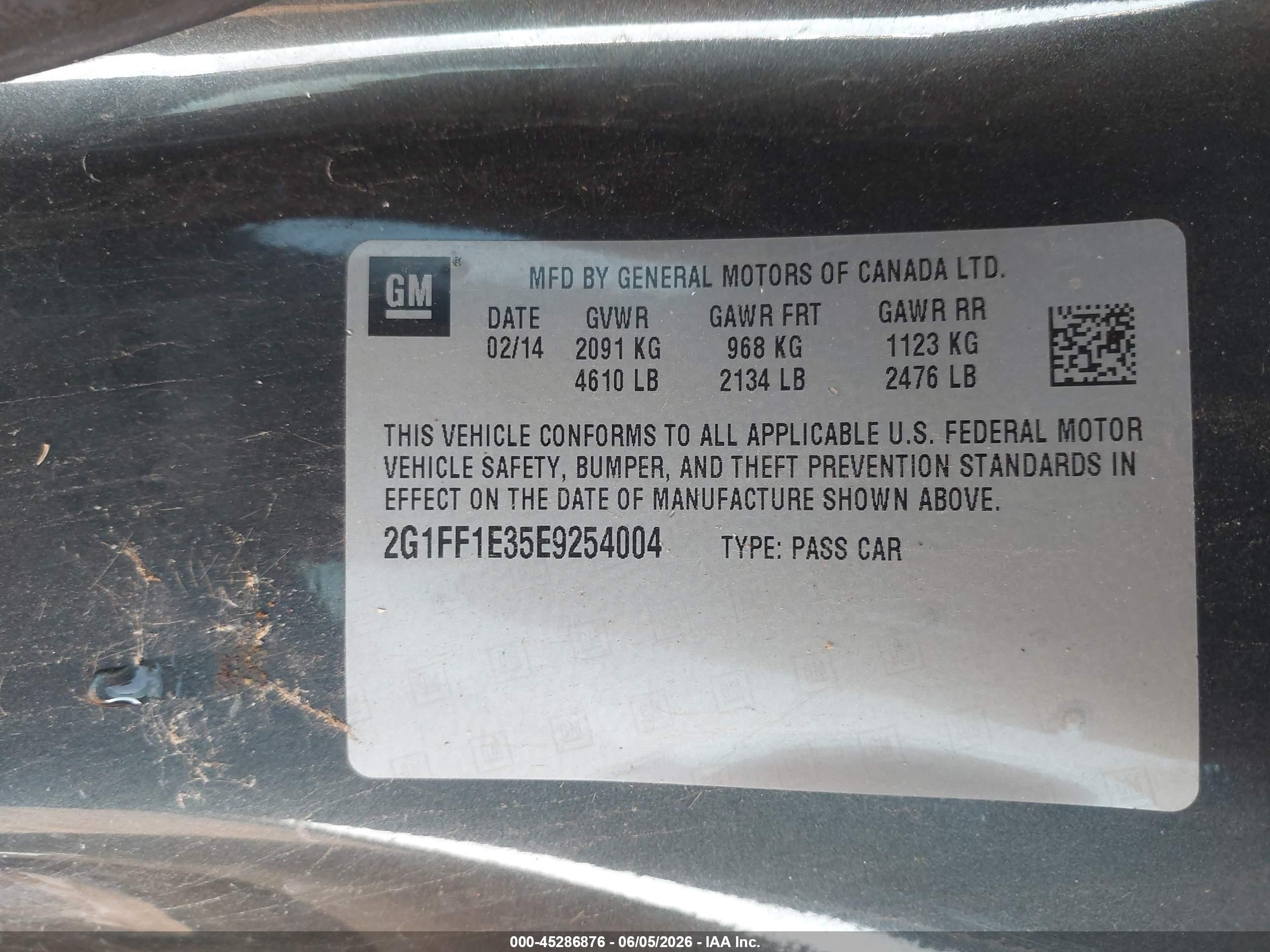 2014 Chevrolet Camaro 1lt Gray vin: 2G1FF1E35E9254004