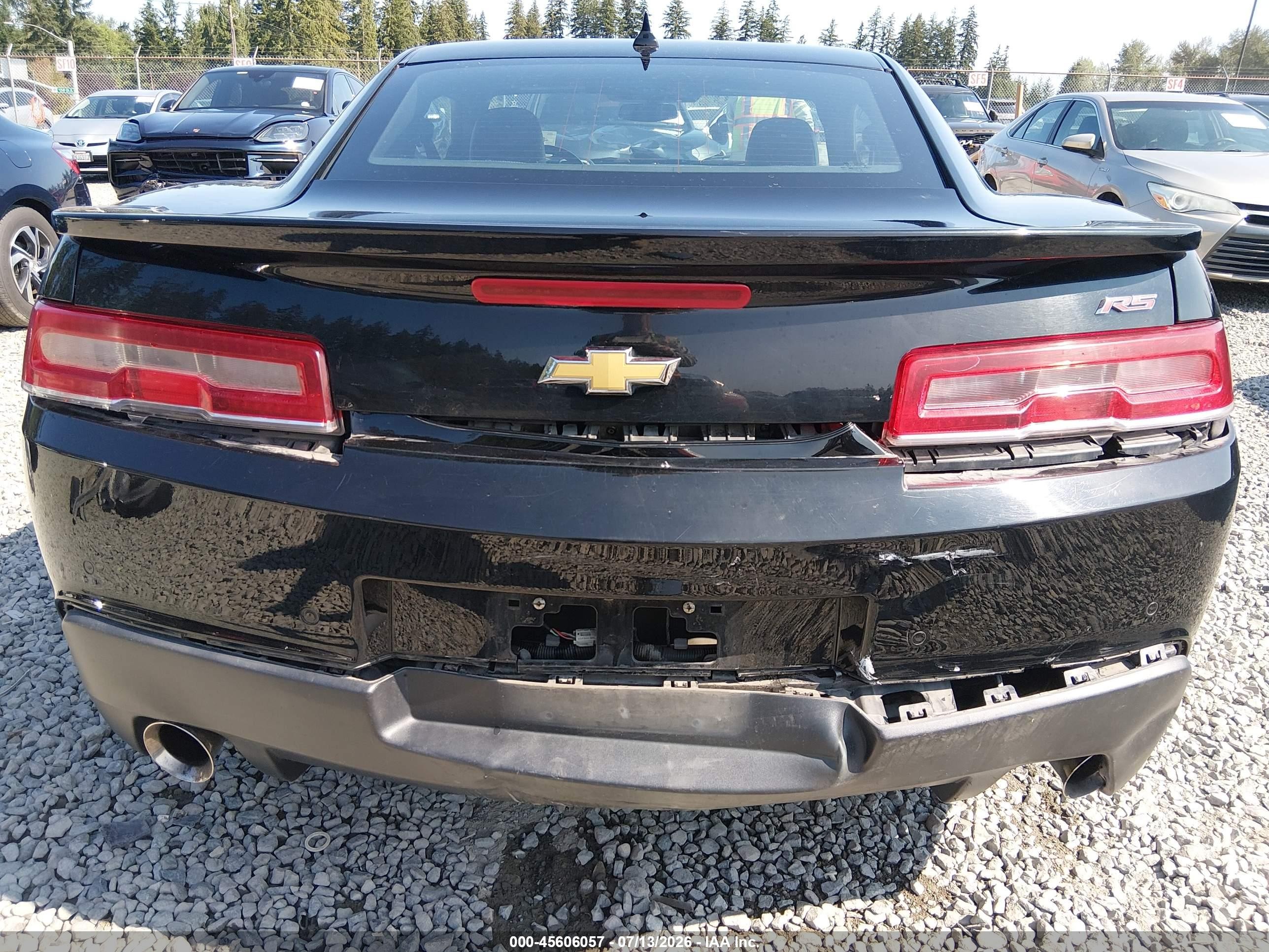 2015 Chevrolet Camaro 2lt Черный vin: 2G1FF1E39F9264603