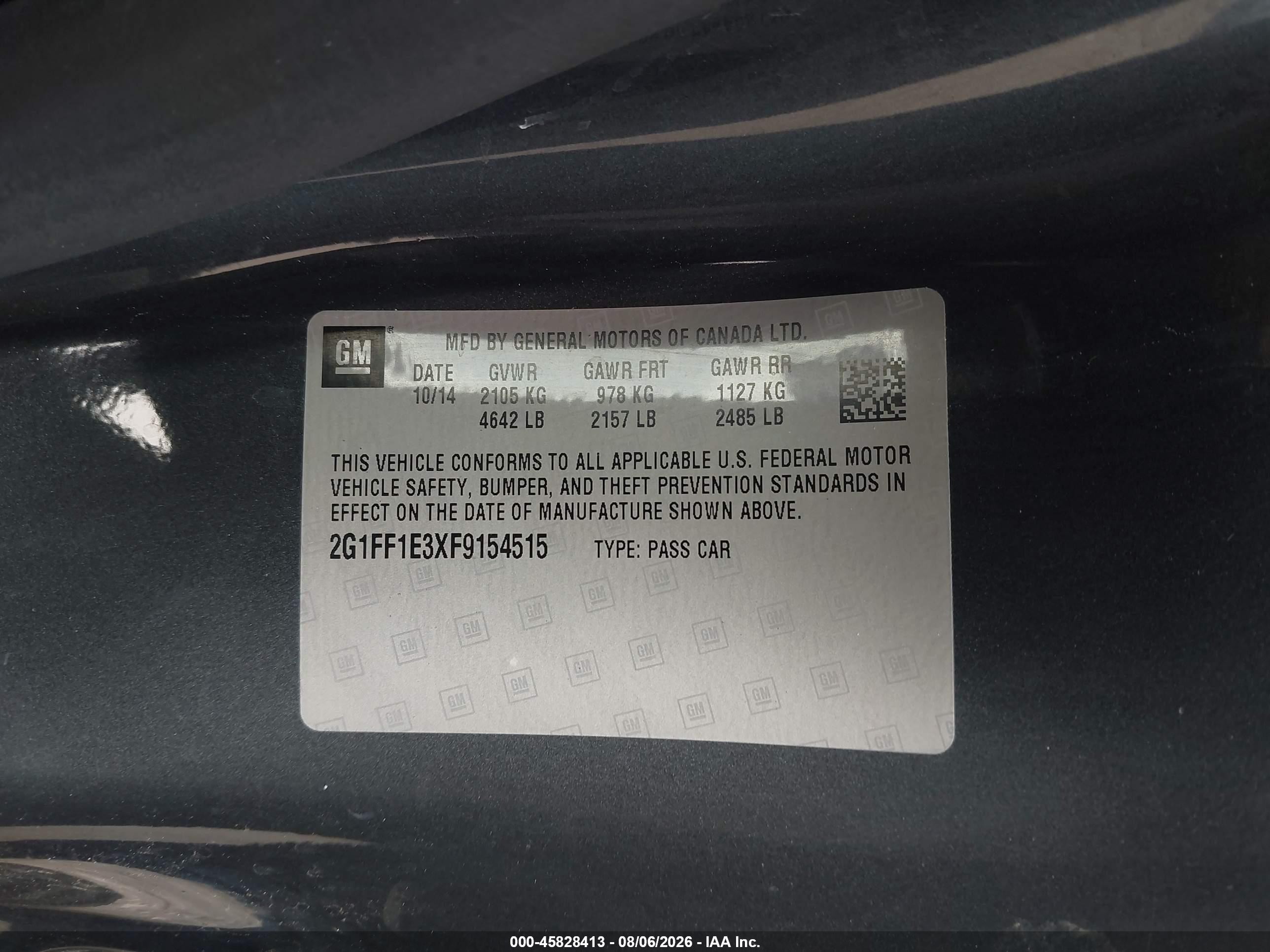 2015 Chevrolet Camaro 2lt Gray vin: 2G1FF1E3XF9154515
