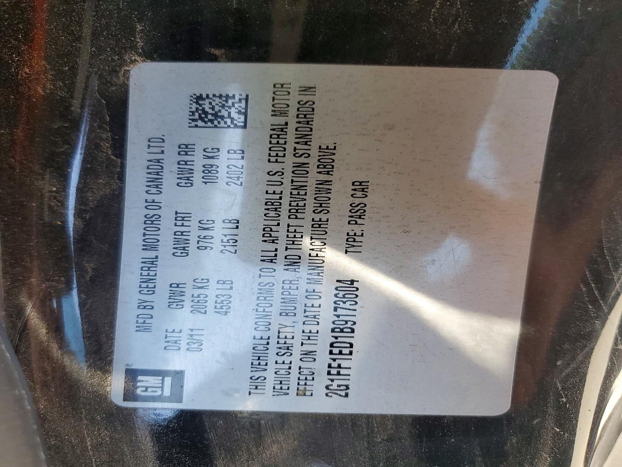 2011 Chevrolet Camaro Lt Black vin: 2G1FF1ED1B9173604