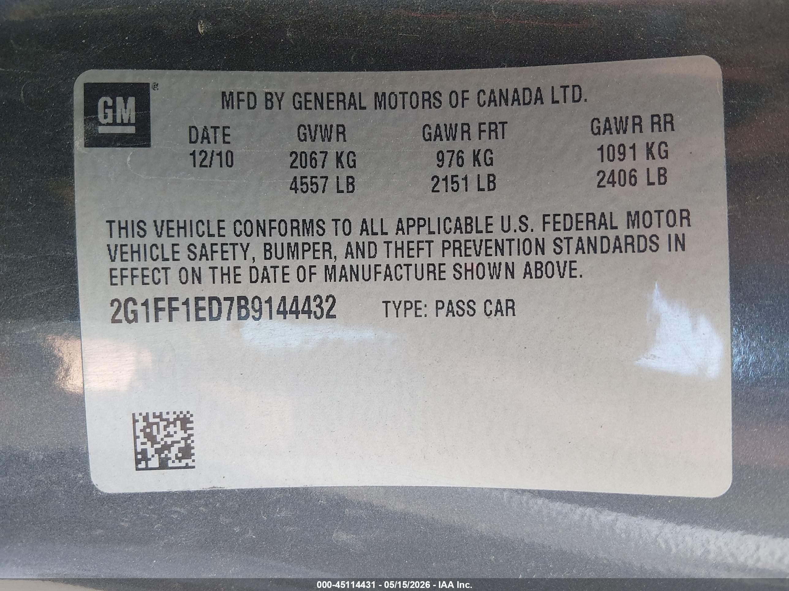2011 Chevrolet Camaro 1lt Gray vin: 2G1FF1ED7B9144432