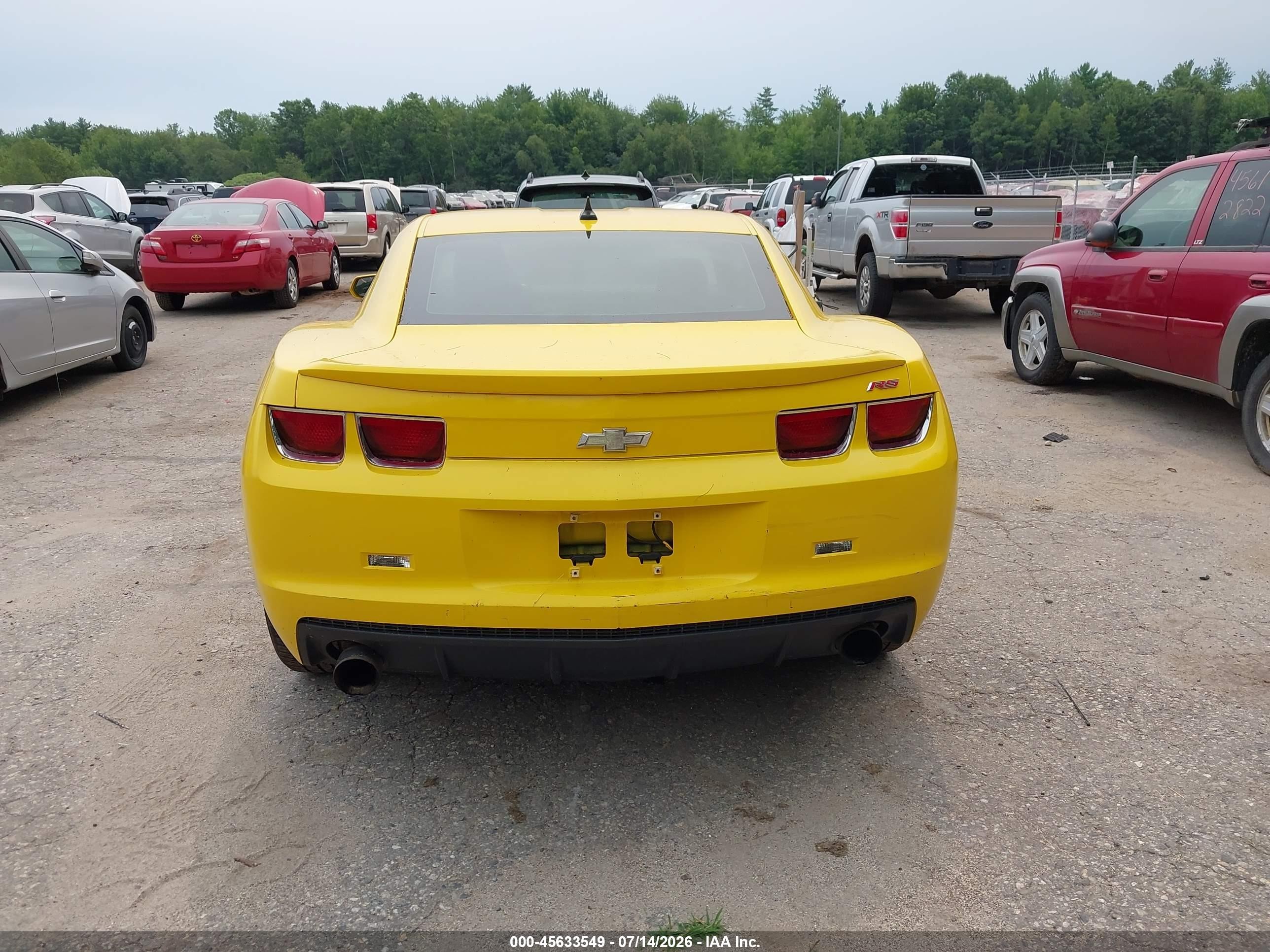 2010 Chevrolet Camaro 1lt Yellow vin: 2G1FF1EV4A9155377