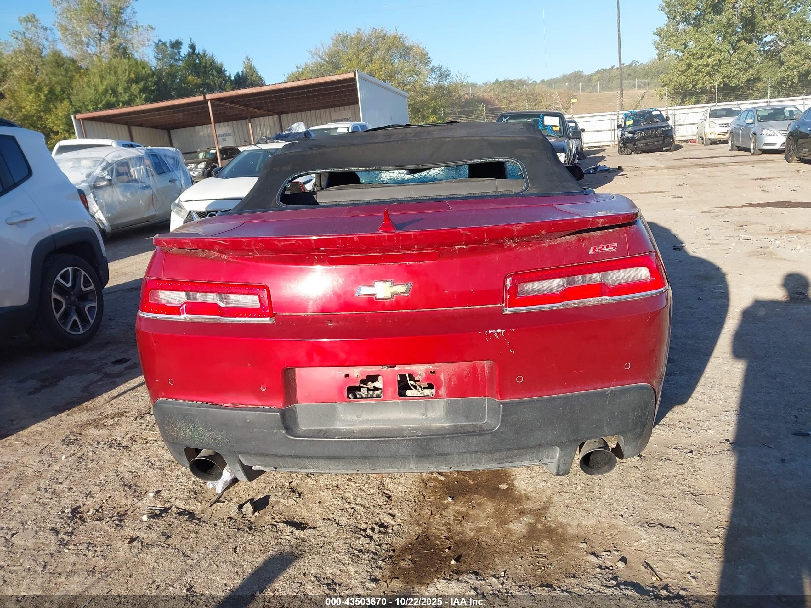 2015 Chevrolet Camaro 2lt Red vin: 2G1FF3D31F9295132