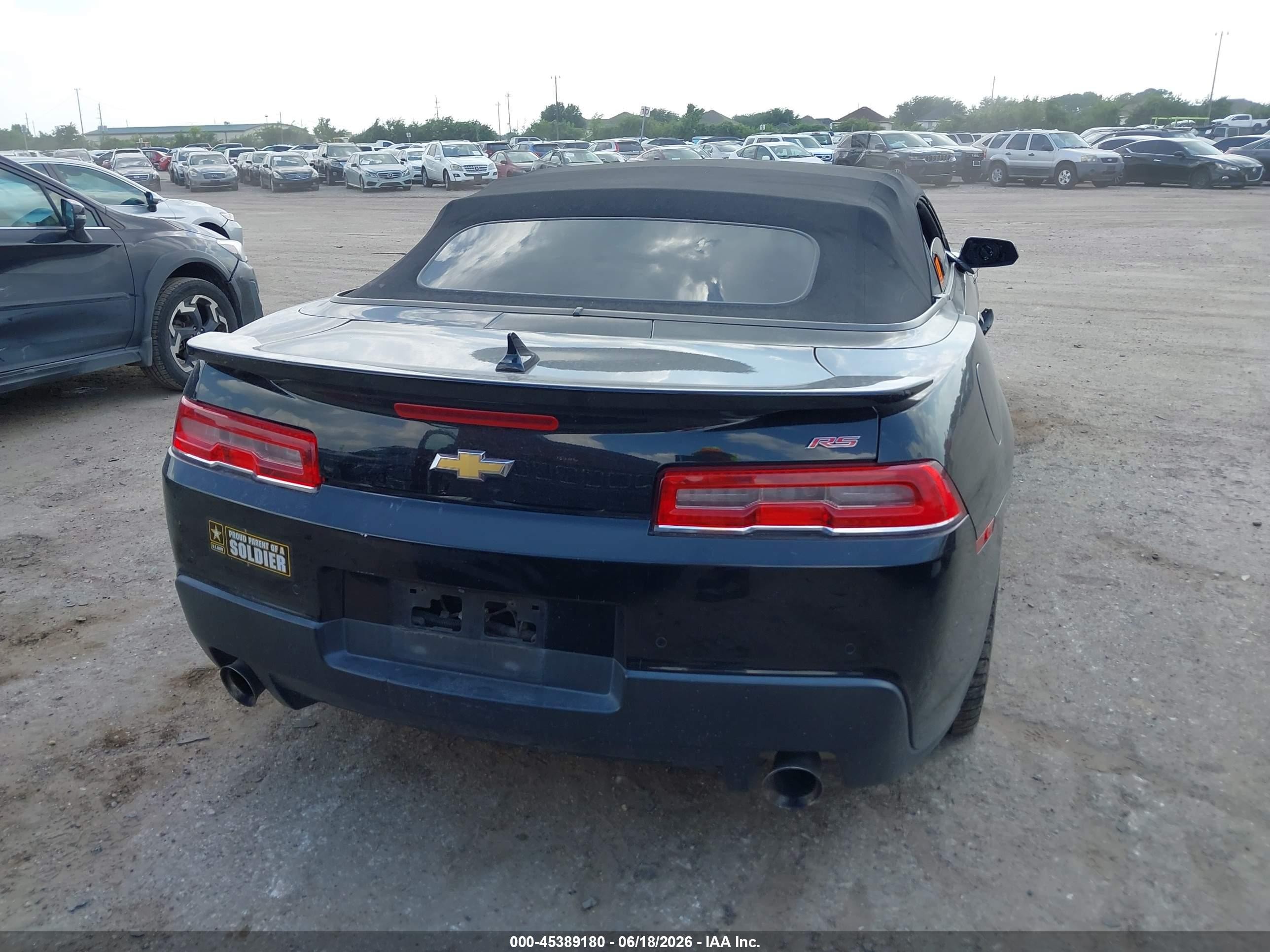 2015 Chevrolet Camaro 2lt Blue vin: 2G1FF3D34F9206282