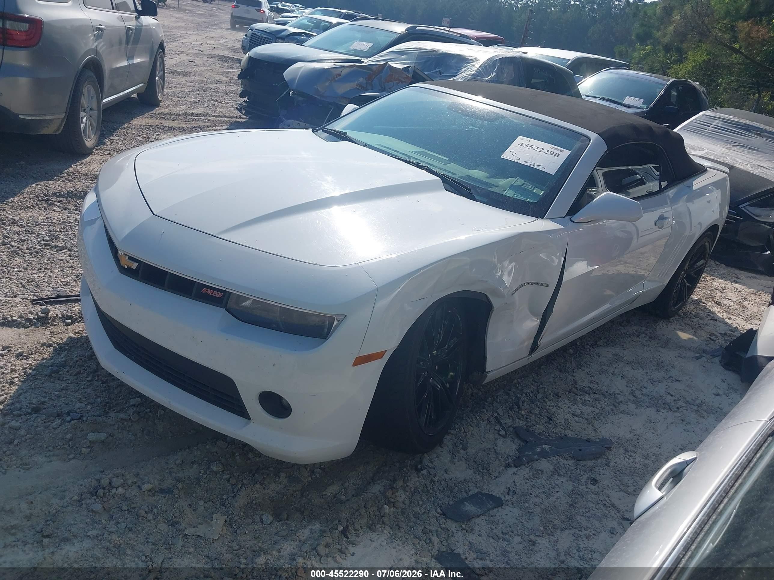 2015 Chevrolet Camaro 2lt White vin: 2G1FF3D34F9272265