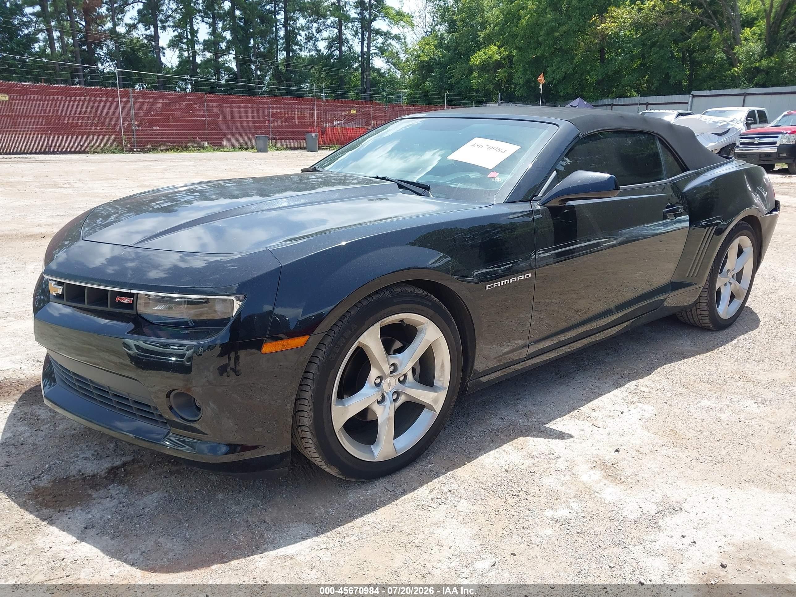 2015 Chevrolet Camaro 2lt Black vin: 2G1FF3D35F9196166