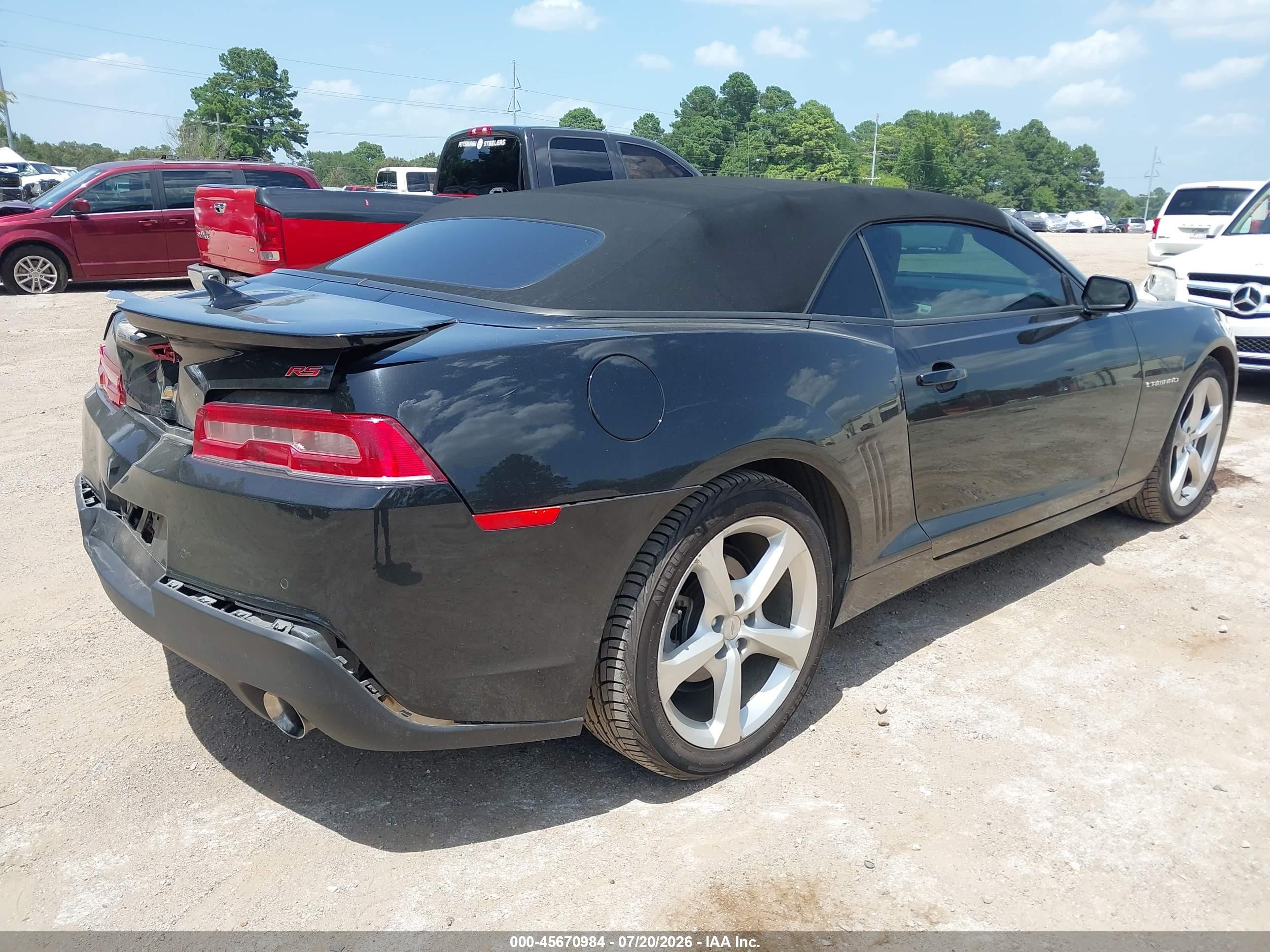 2015 Chevrolet Camaro 2lt Black vin: 2G1FF3D35F9196166