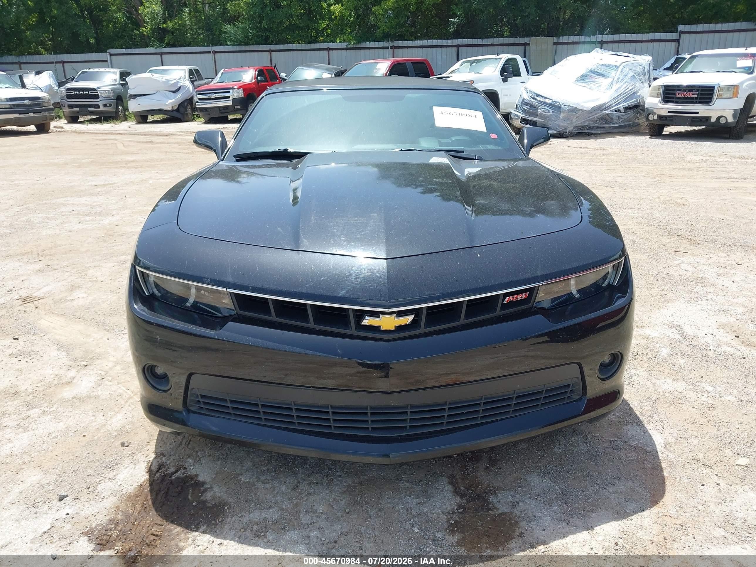 2015 Chevrolet Camaro 2lt Black vin: 2G1FF3D35F9196166