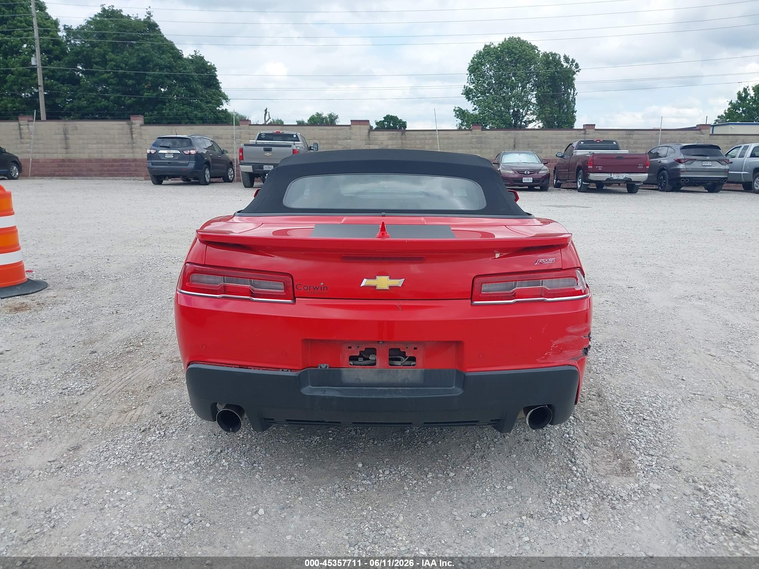 2015 Chevrolet Camaro 2lt Red vin: 2G1FF3D39F9298747