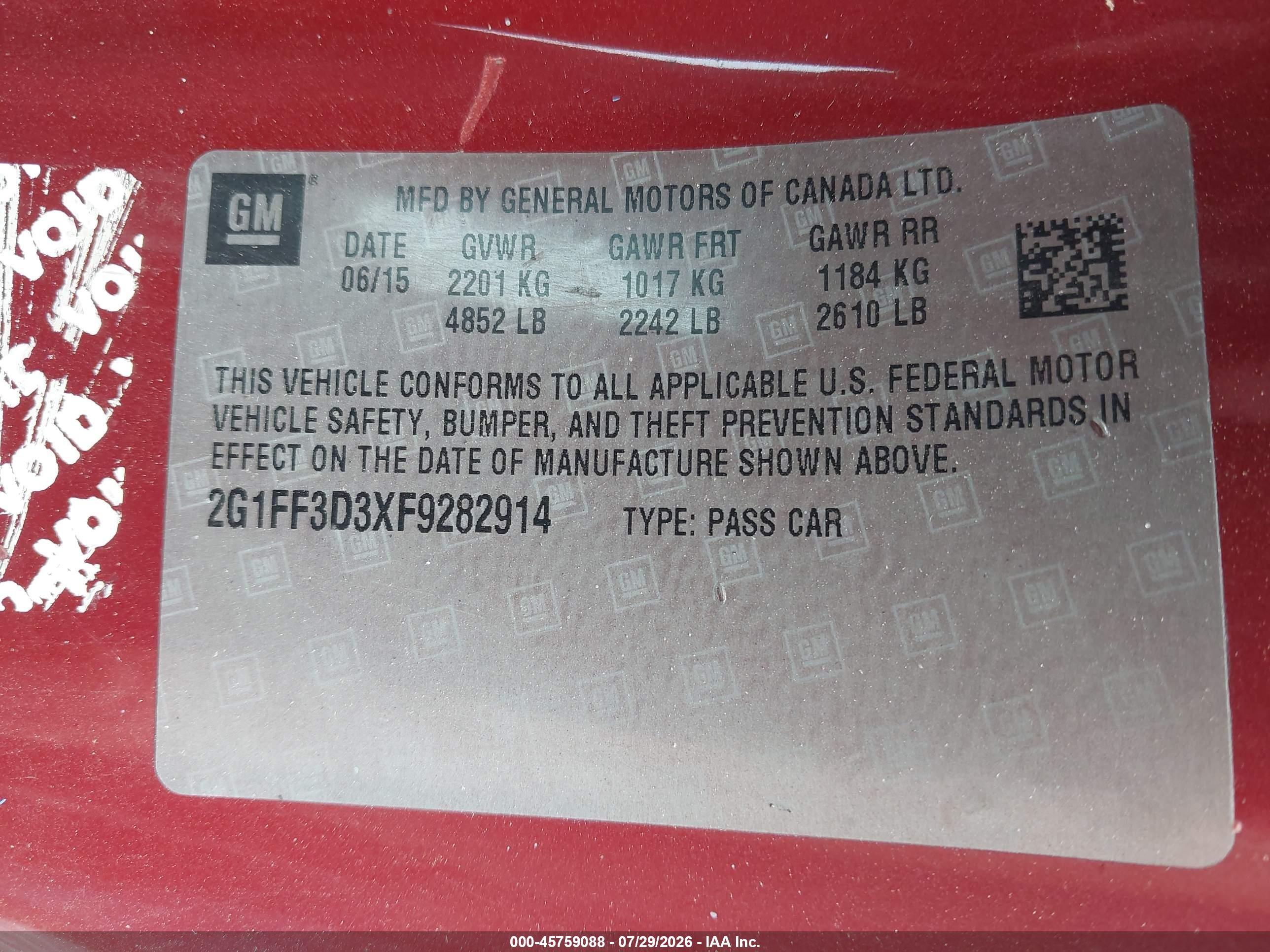 2015 Chevrolet Camaro 2lt Orange vin: 2G1FF3D3XF9282914