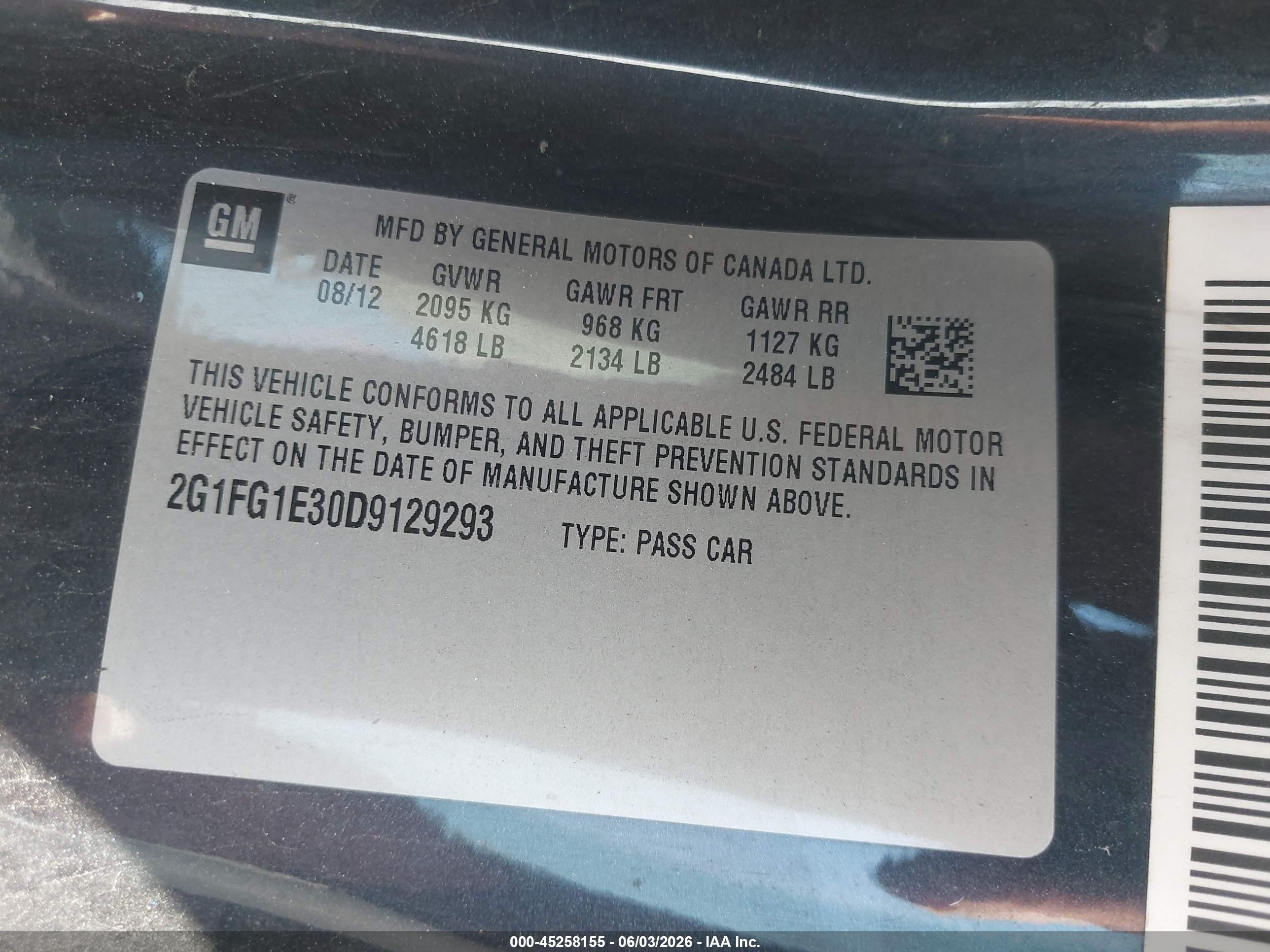 2013 Chevrolet Camaro 2lt Blue vin: 2G1FG1E30D9129293
